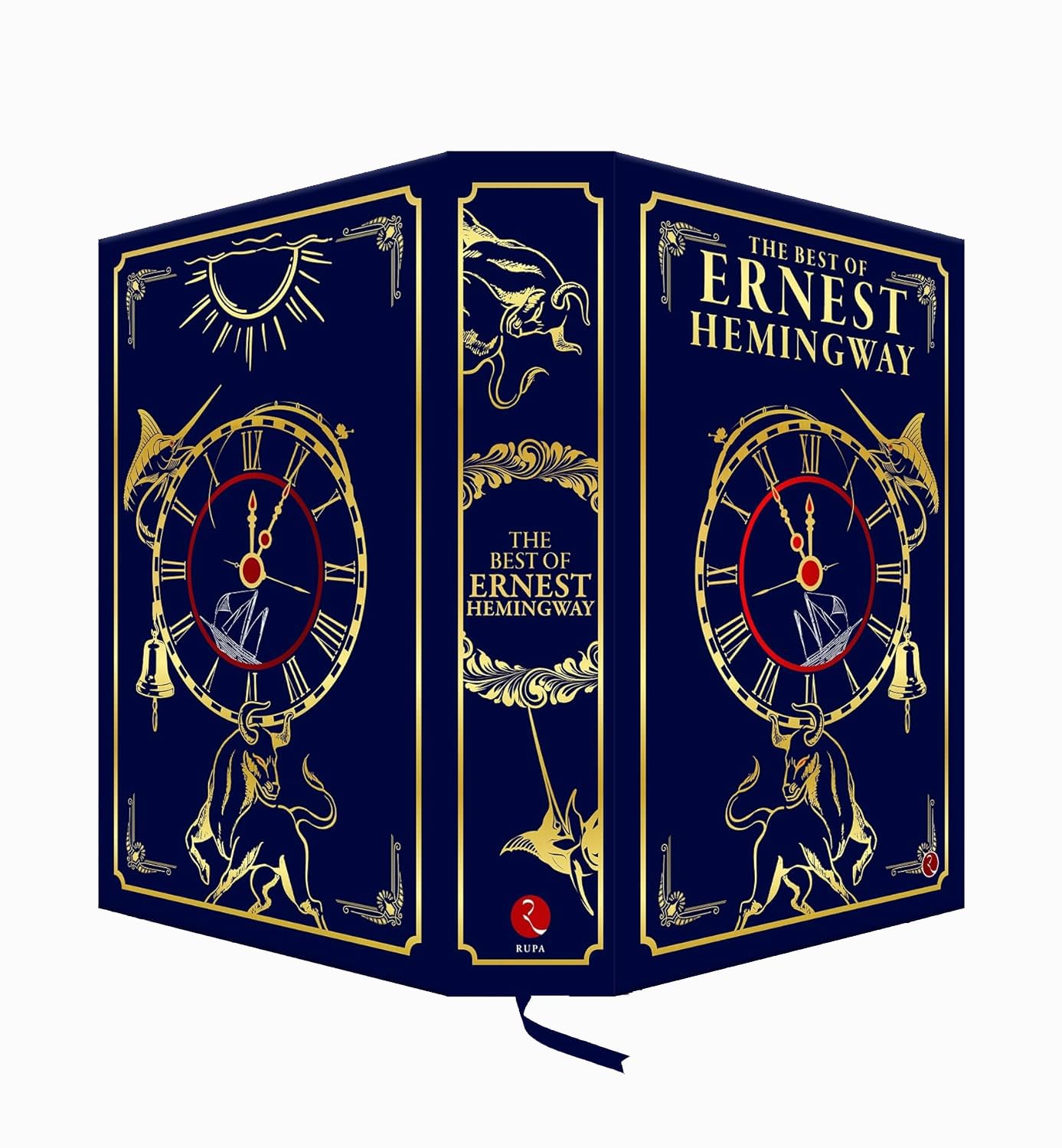 Hardback edition of "The Best Of Ernest Hemingway Collection" by Rupa Publications, featuring classic fiction stories.