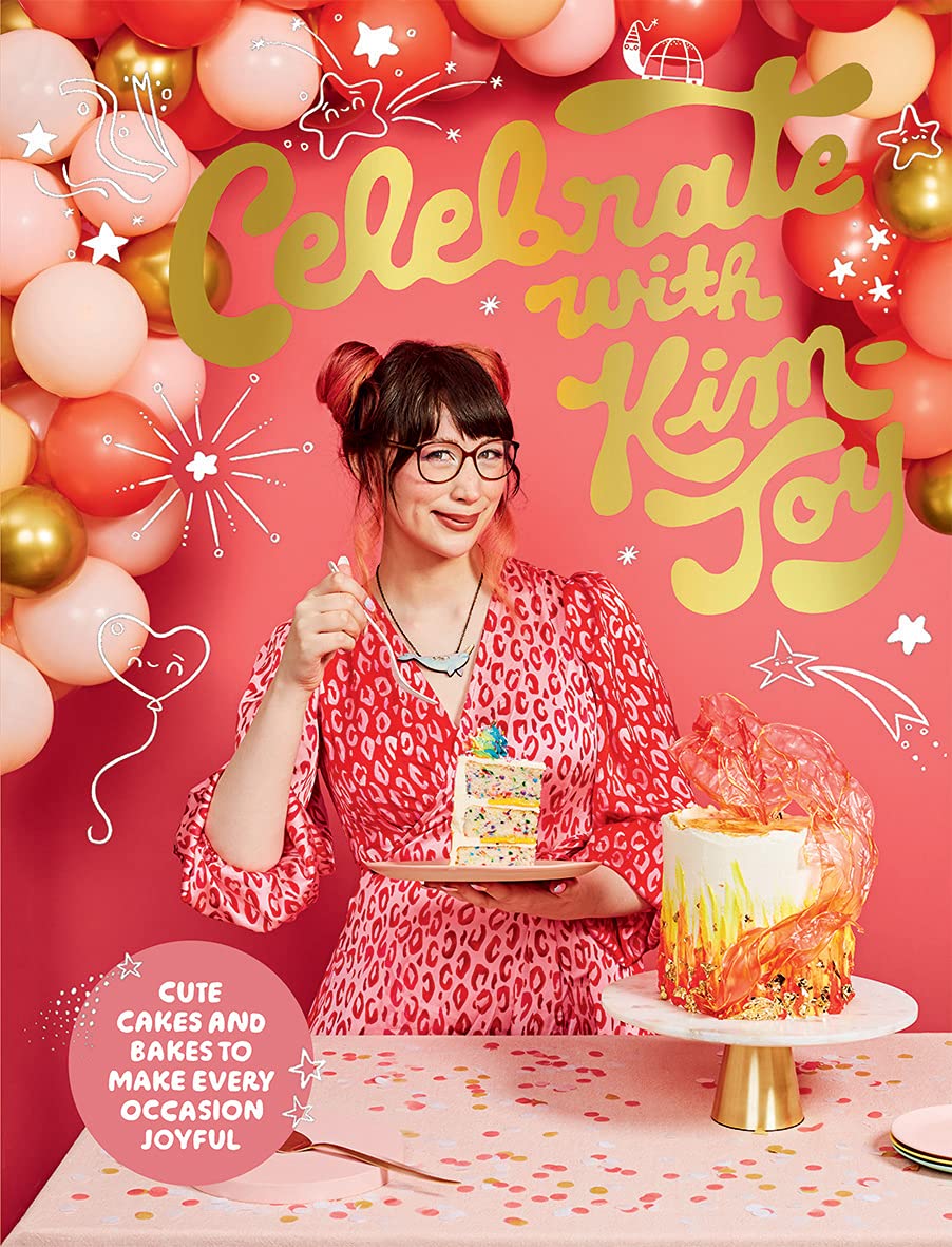 Hardback book "Celebrate with Kim-Joy" featuring cute cake and bake recipes by Kim-Joy, published by Quadrille.