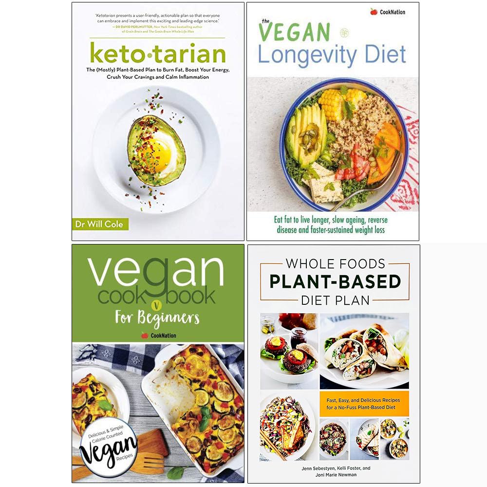 Ketotarian by Will Cole 4-book collection set in paperback, featuring vibrant covers, stacked on a wooden surface.