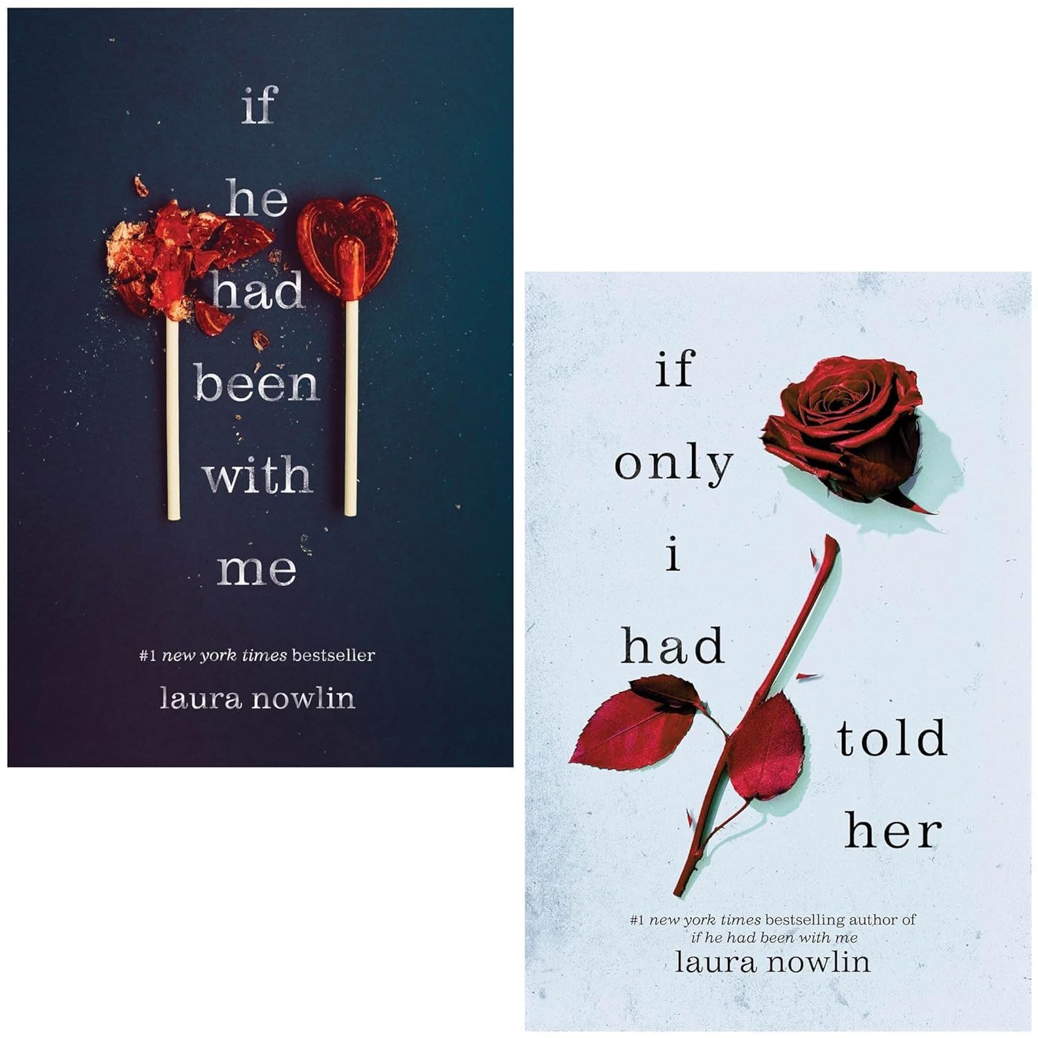 Laura Nowlin Collection of two paperback fiction books, "If He Had Been with Me" and "If Only I Had Told Her," published by Sourcebooks Fire.