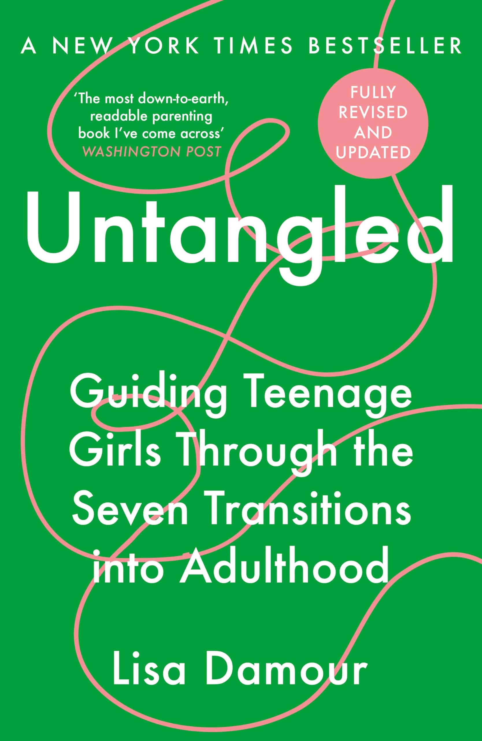 Paperback edition of "Untangled" by Lisa Damour, featuring a colorful cover design, displayed on a wooden surface.