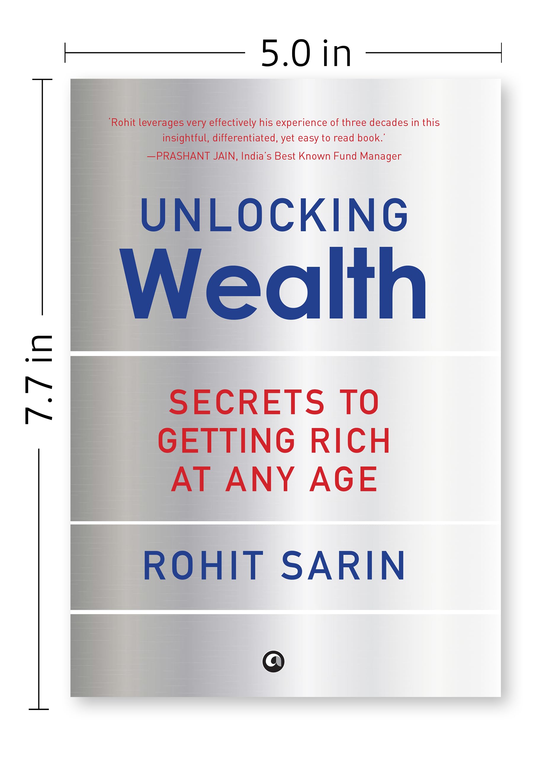 Hardback book "Unlocking Wealth: Secrets to Getting Rich" by Rohit Sarin, published by Aleph Book Company.