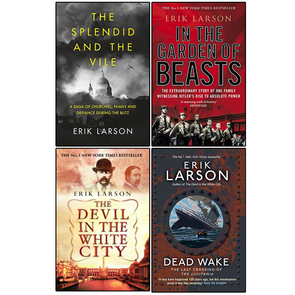 Erik Larson 4 Books Collection Set in paperback, featuring non-fiction titles by author Erik Larson.