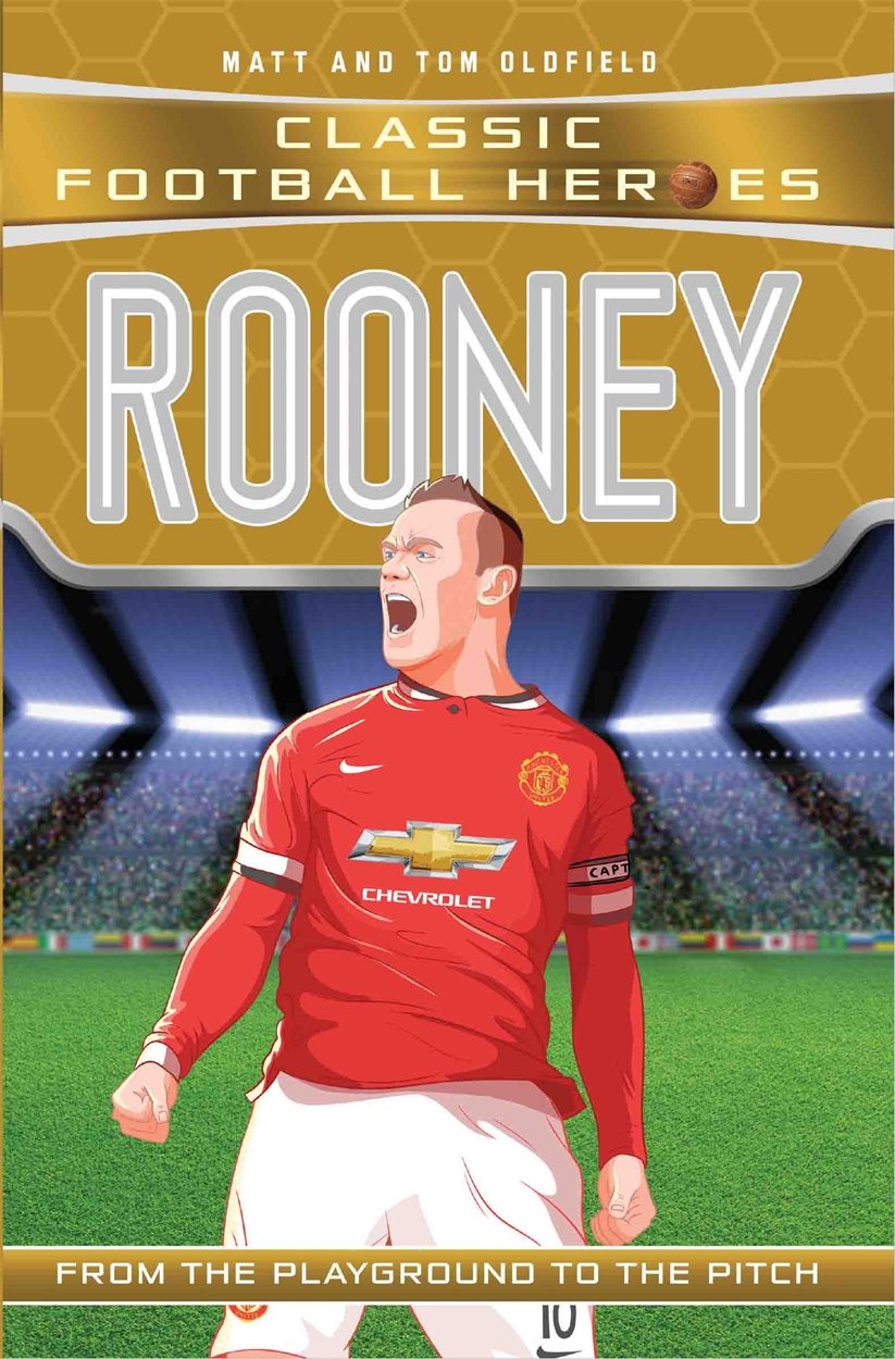 Paperback book "Rooney: From the Playground to the Pitch" by Matt Oldfield for ages 8-12, featuring a colorful cover design.