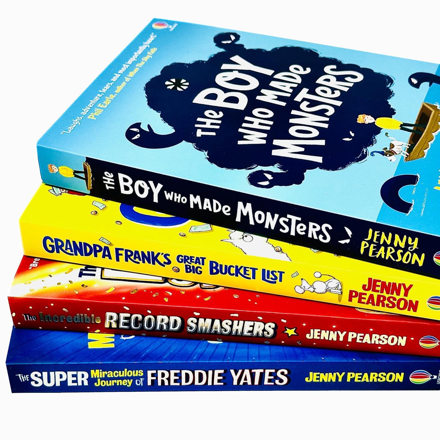 JP Collection by Jenny Pearson, 4 paperback books for ages 8–12, featuring colorful covers and engaging illustrations.