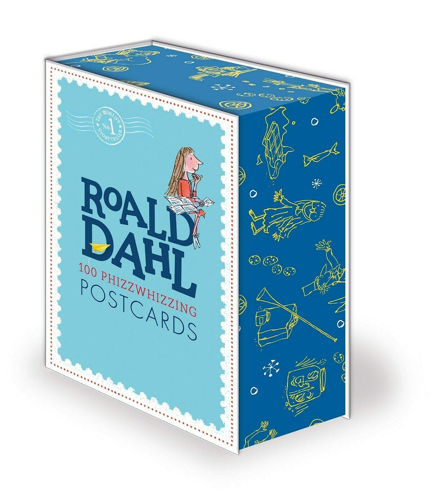 Two paperback books featuring Roald Dahl and Winnie-the-Pooh postcards for ages 3-7, displayed together.