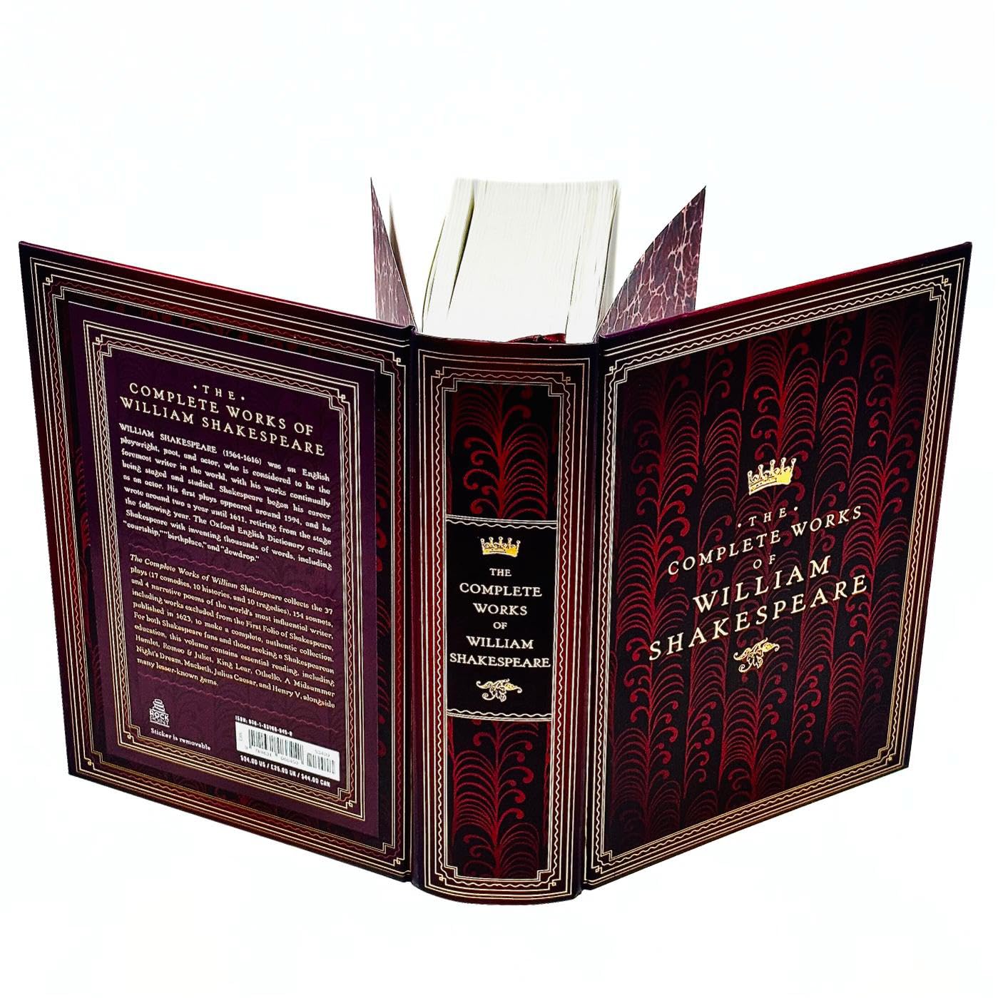 Hardback edition of the Complete Works of William Shakespeare by Rock Point Ltd, featuring a classic design.