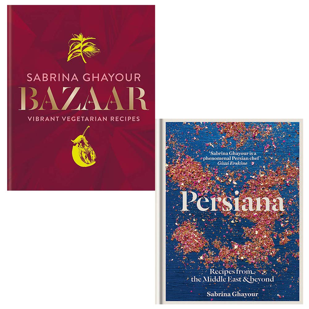 Sabrina Ghayour 2-book collection set in hardback, featuring vibrant covers showcasing her culinary expertise.