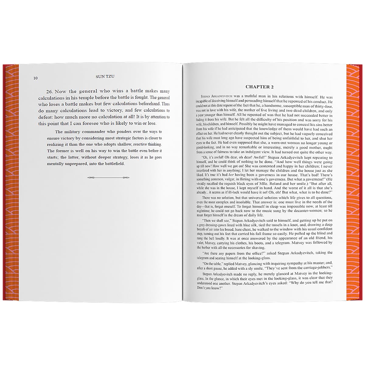 Hardback edition of "The Art of War" by Sun Tzu, featuring a classic cover design and detailed spine.