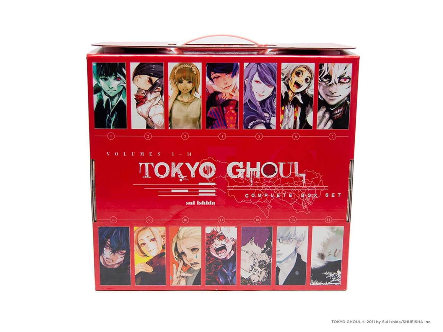 Tokyo Ghoul by Sui Ishida 14-book collection box set featuring paperback editions from VIZ Media LLC, showcasing colorful cover art.