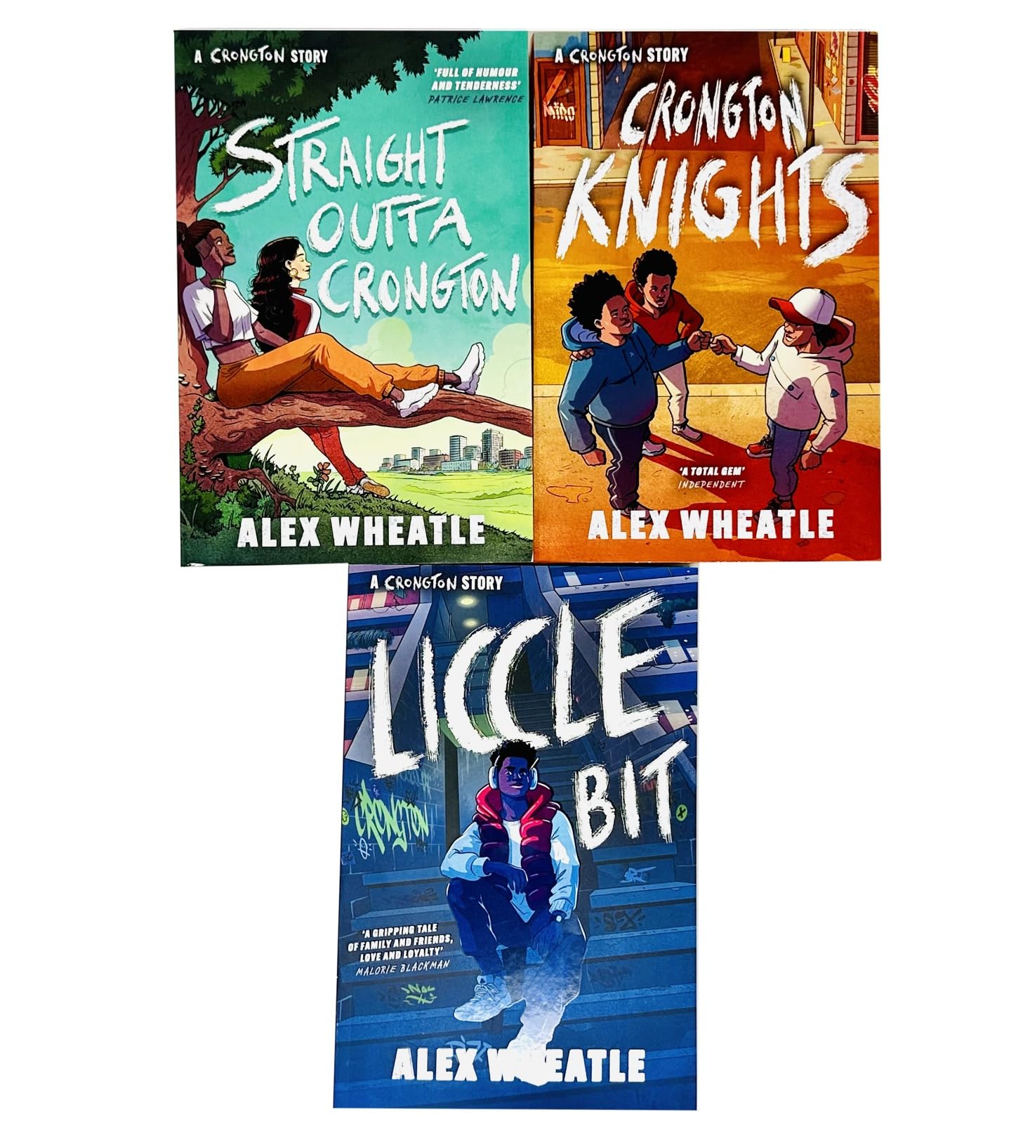 Alex Wheatle Collection of 3 paperback fiction books by Alex Wheatle, featuring vibrant cover designs.