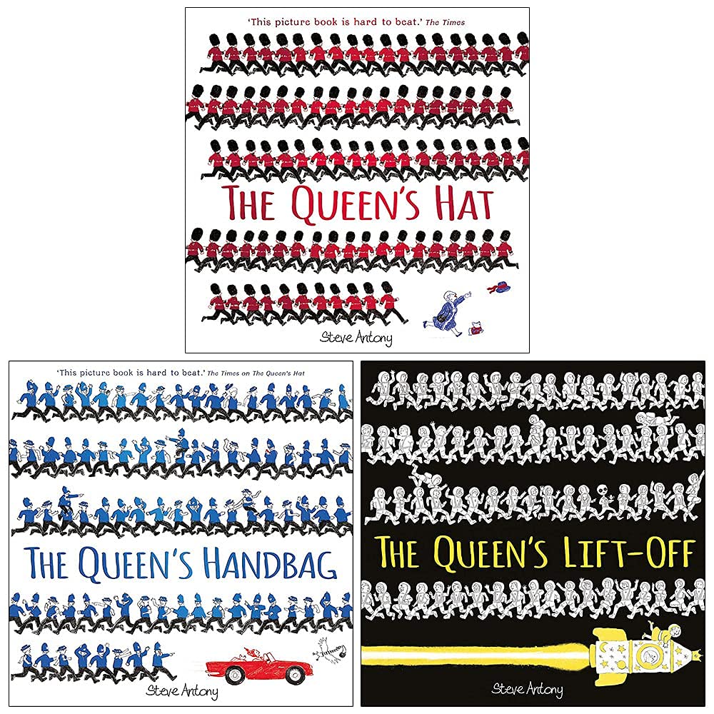 Queen Collection by Steve Antony, 3 paperback books for ages 3–7, featuring colorful covers and engaging illustrations.