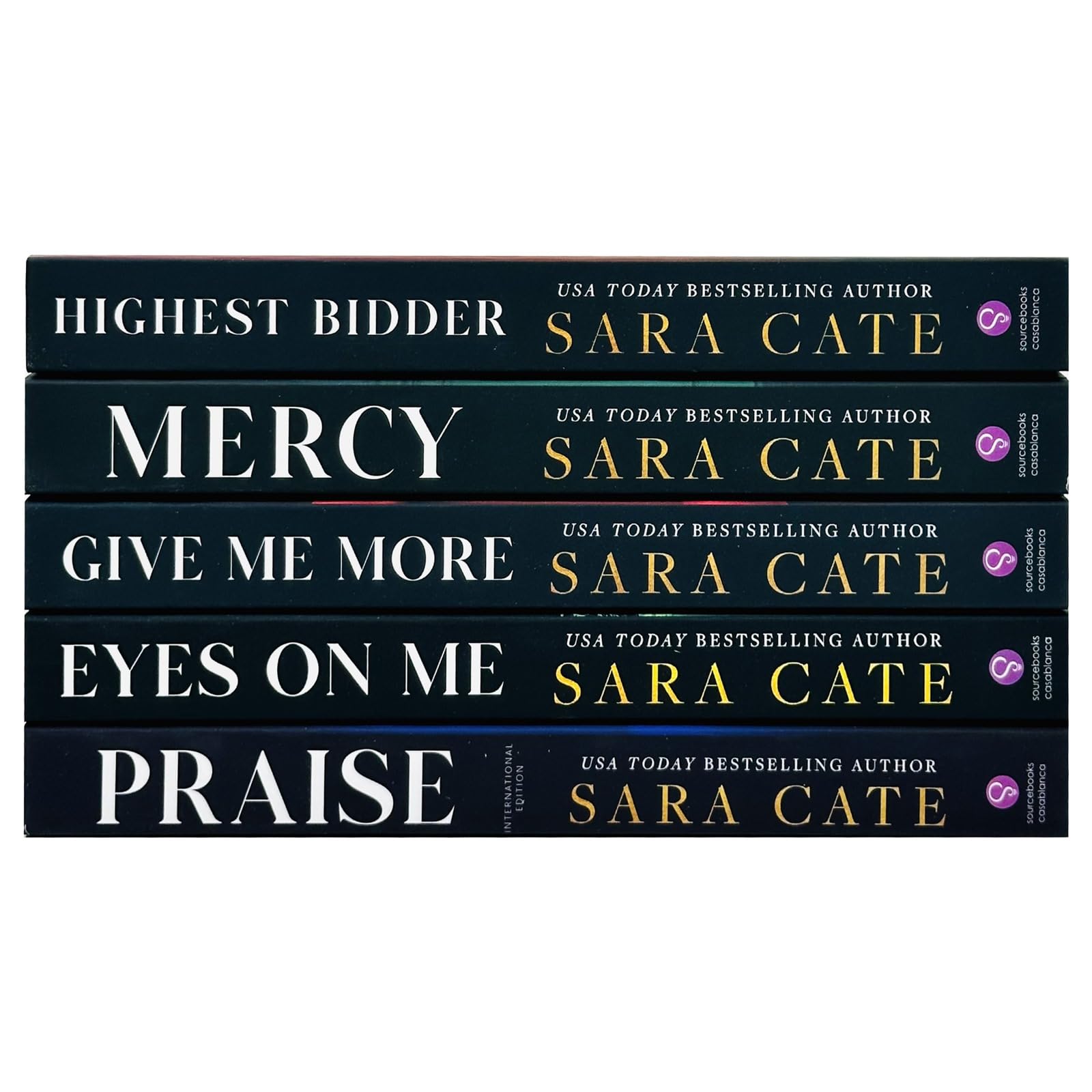 Five-book Salacious Players Club collection by Sara Cate in paperback, featuring fiction novels from Sourcebooks Ltd.