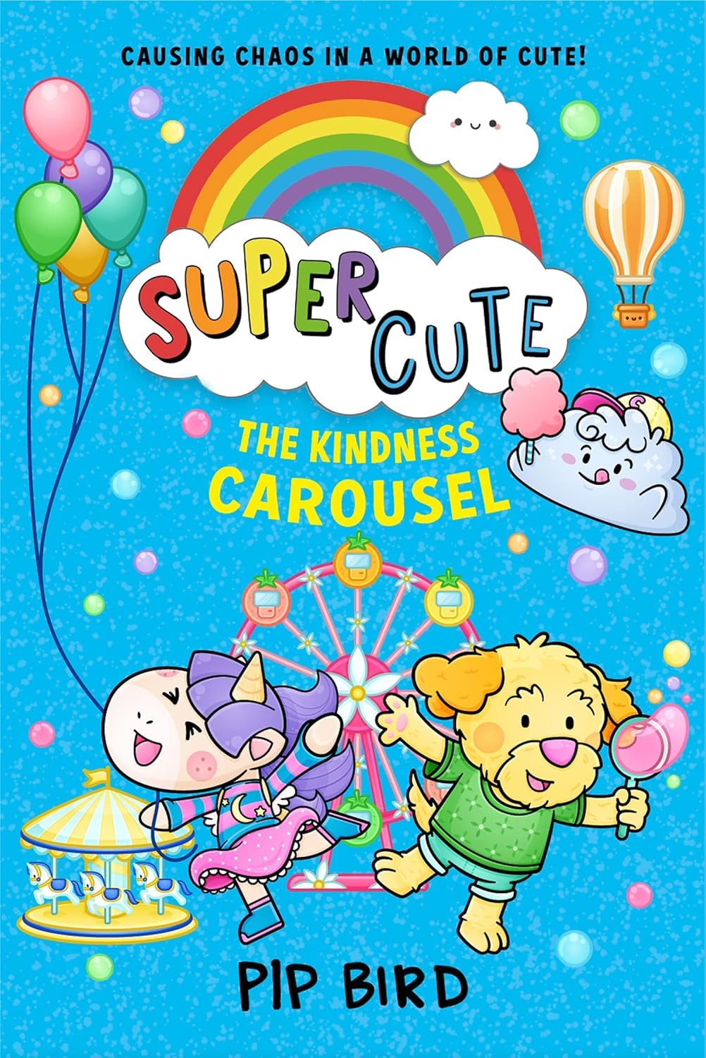 Four paperback books from the Super Cute Series by Pip Bird for ages 3–7, featuring colorful covers and playful illustrations.