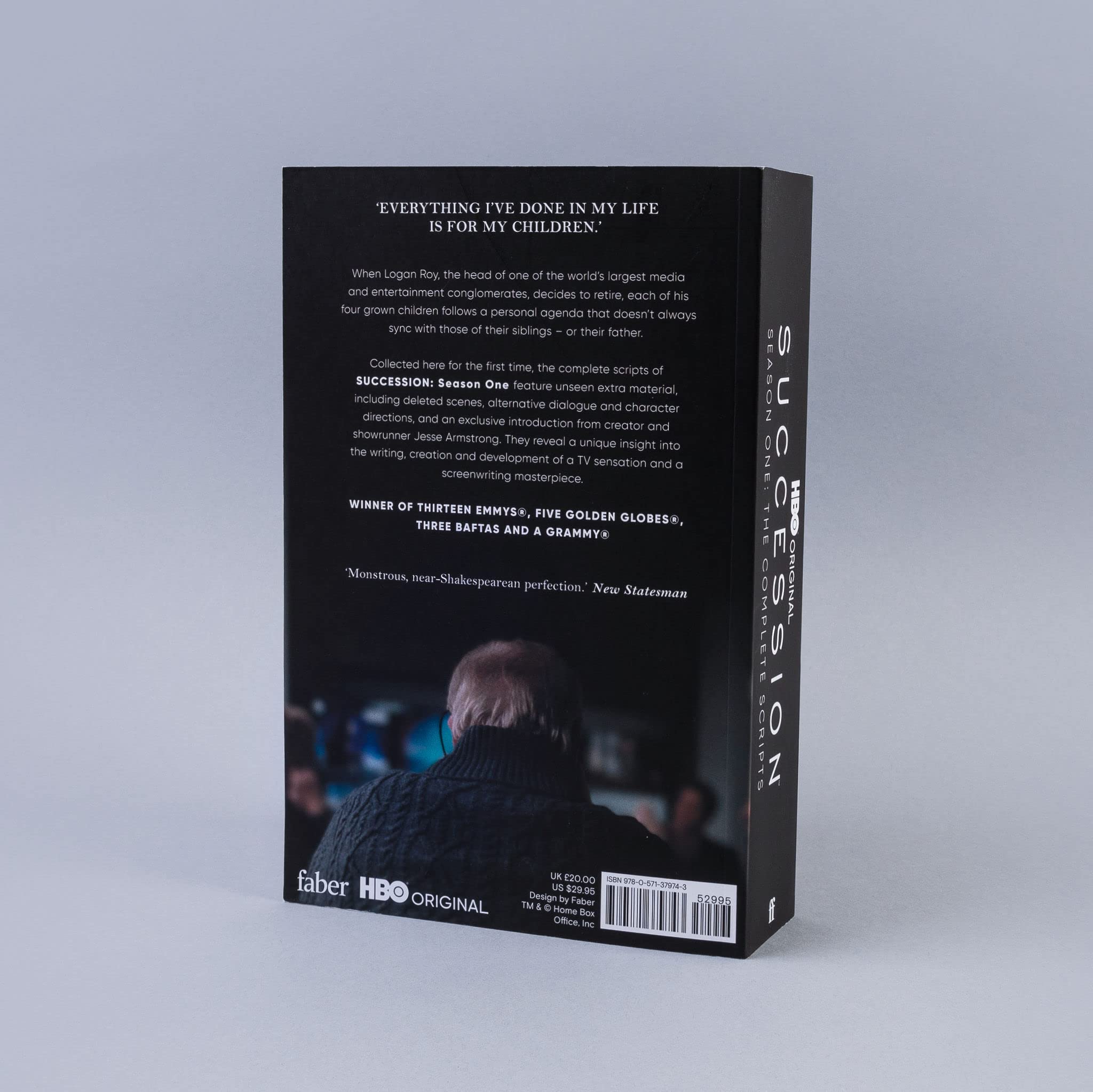 Complete scripts for Succession Season One by Jesse Armstrong, Faber & Faber paperback edition.