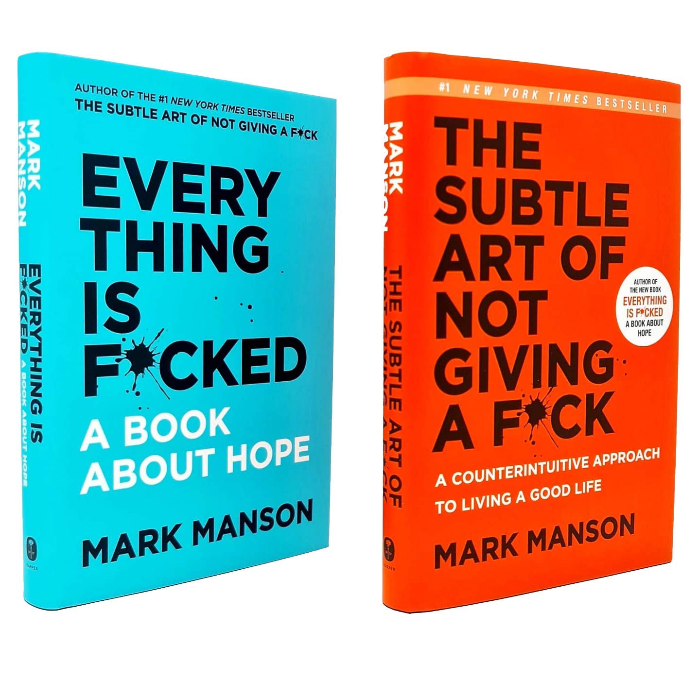 Mark Manson Collection set of 2 hardback non-fiction books by Mark Manson, featuring modern self-help topics.