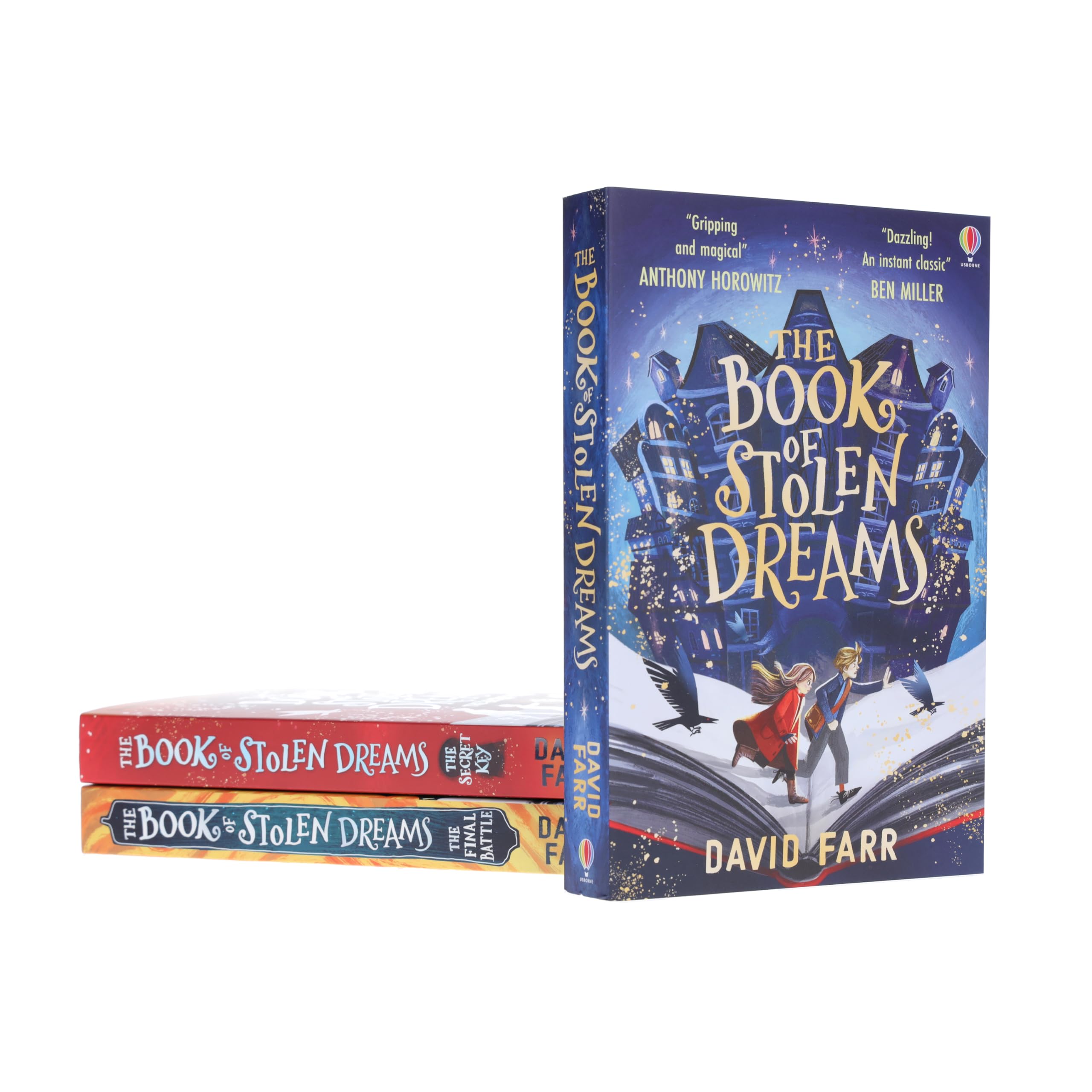 Three paperback books from the "Stolen Dreams" collection by David Farr for ages 9-12, showcasing colorful covers.
