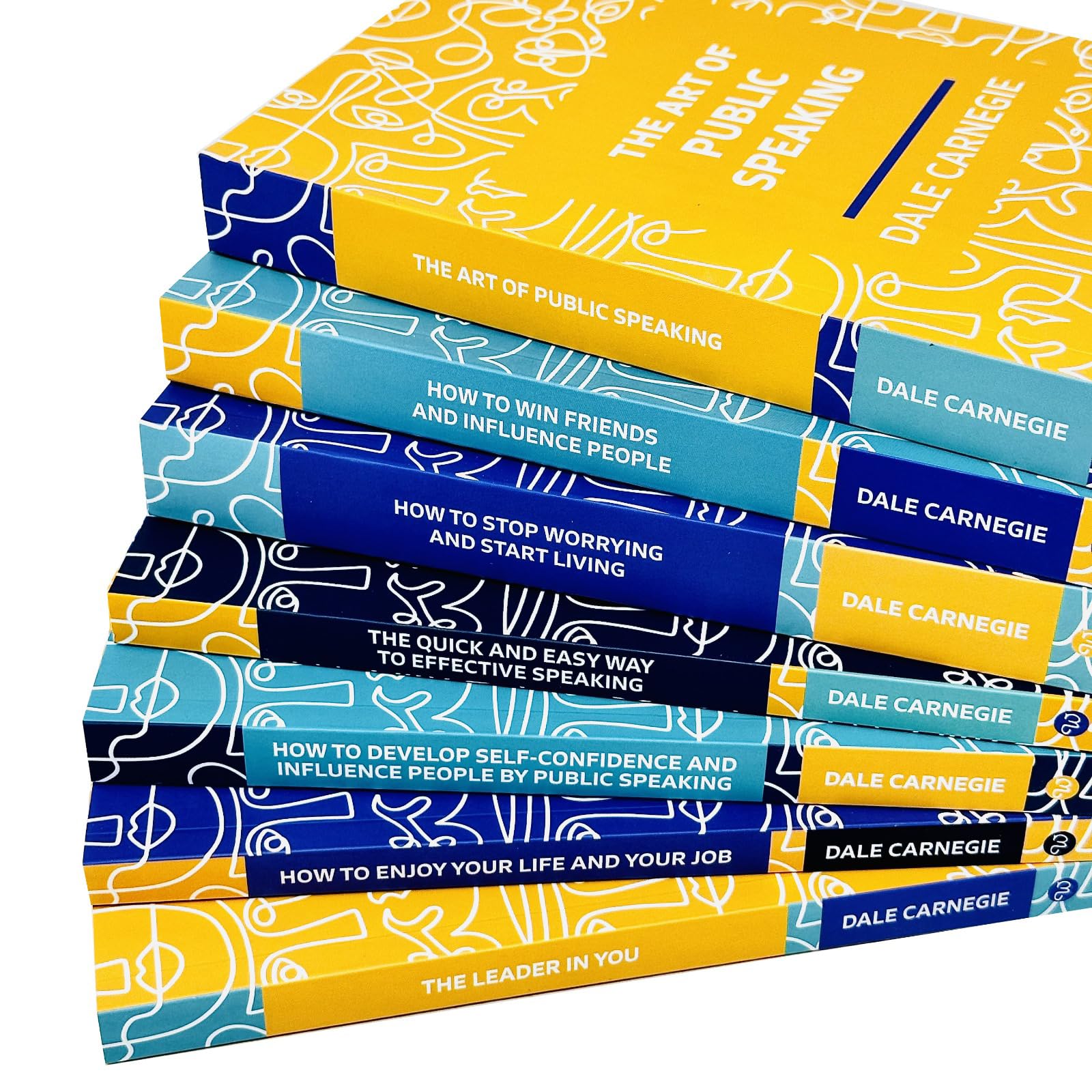 Dale Carnegie Collection of 7 non-fiction paperback books by Dale Carnegie, displayed together on a plain background.