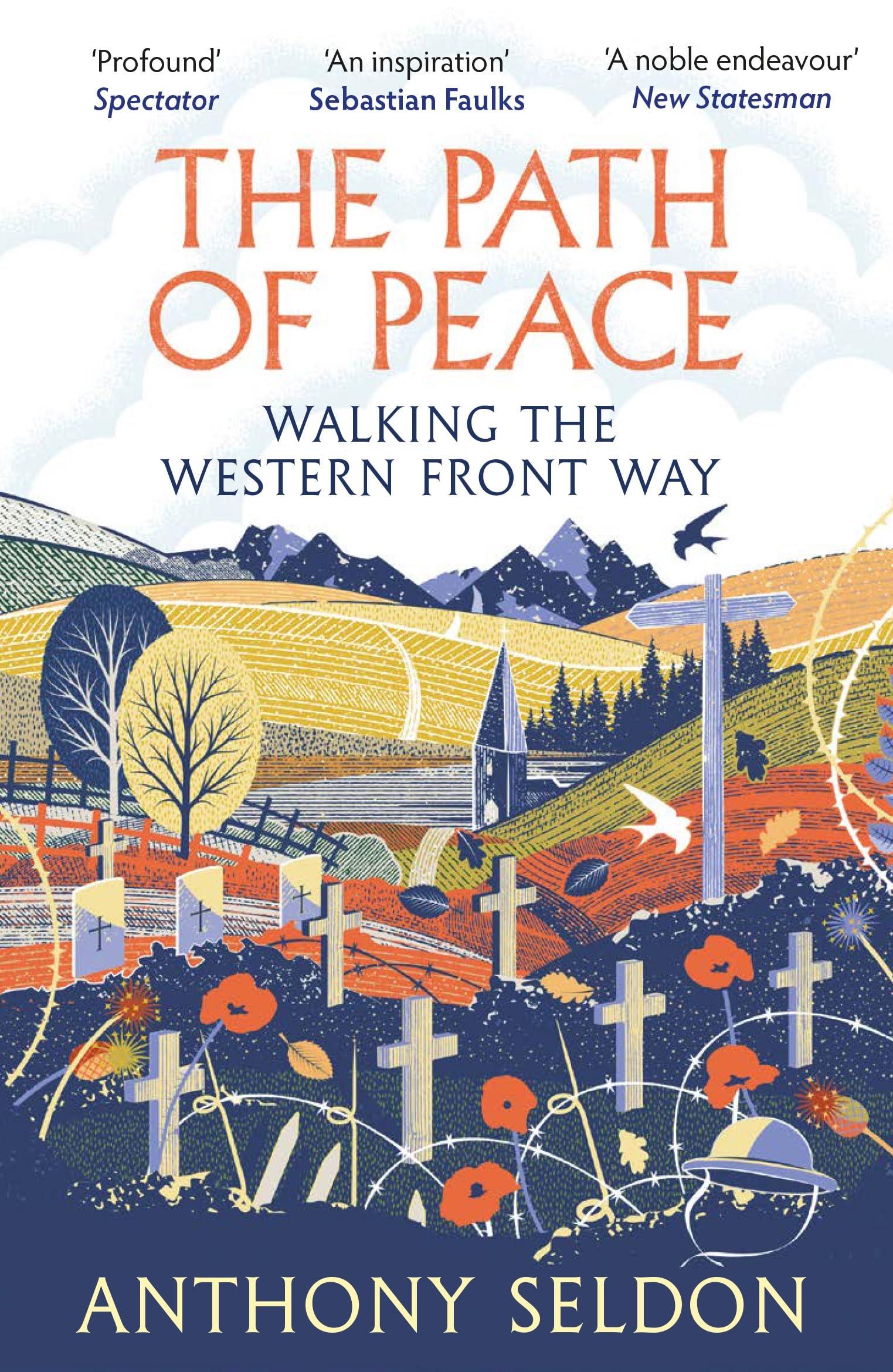 Path of Peace paperback by Anthony Seldon, showcasing the book cover with a serene landscape background.