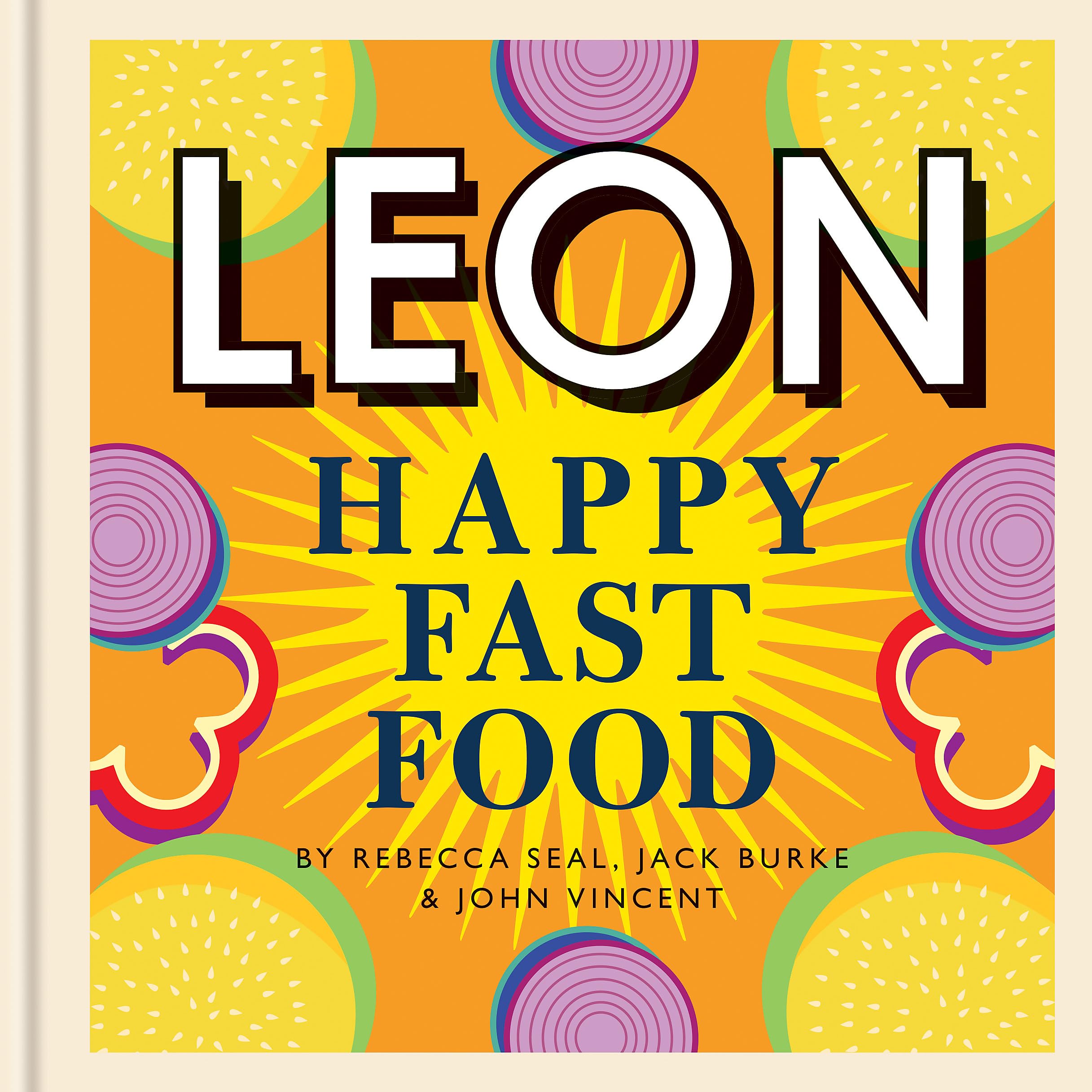 Happy Fast Food paperback by Jack Burke, featuring a colorful cover with food illustrations and engaging typography.