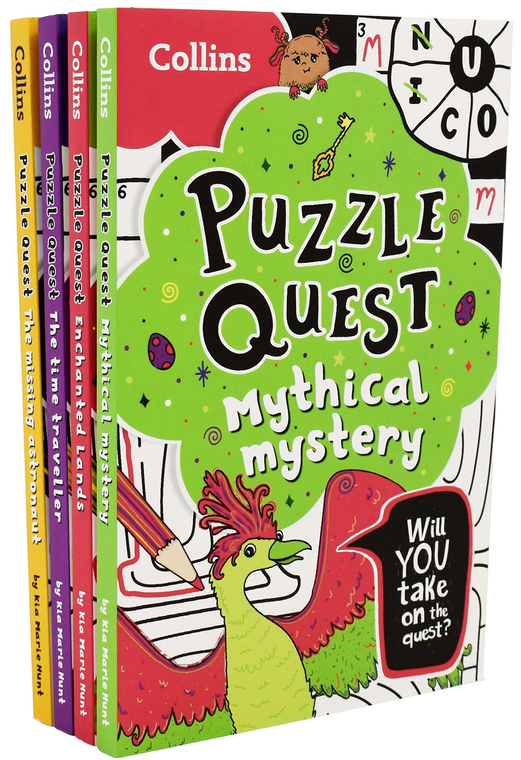 Collins Puzzle Quest 4 Books Collection Set by Kia Marie Hunt in paperback, showcasing colorful book covers and spine details.