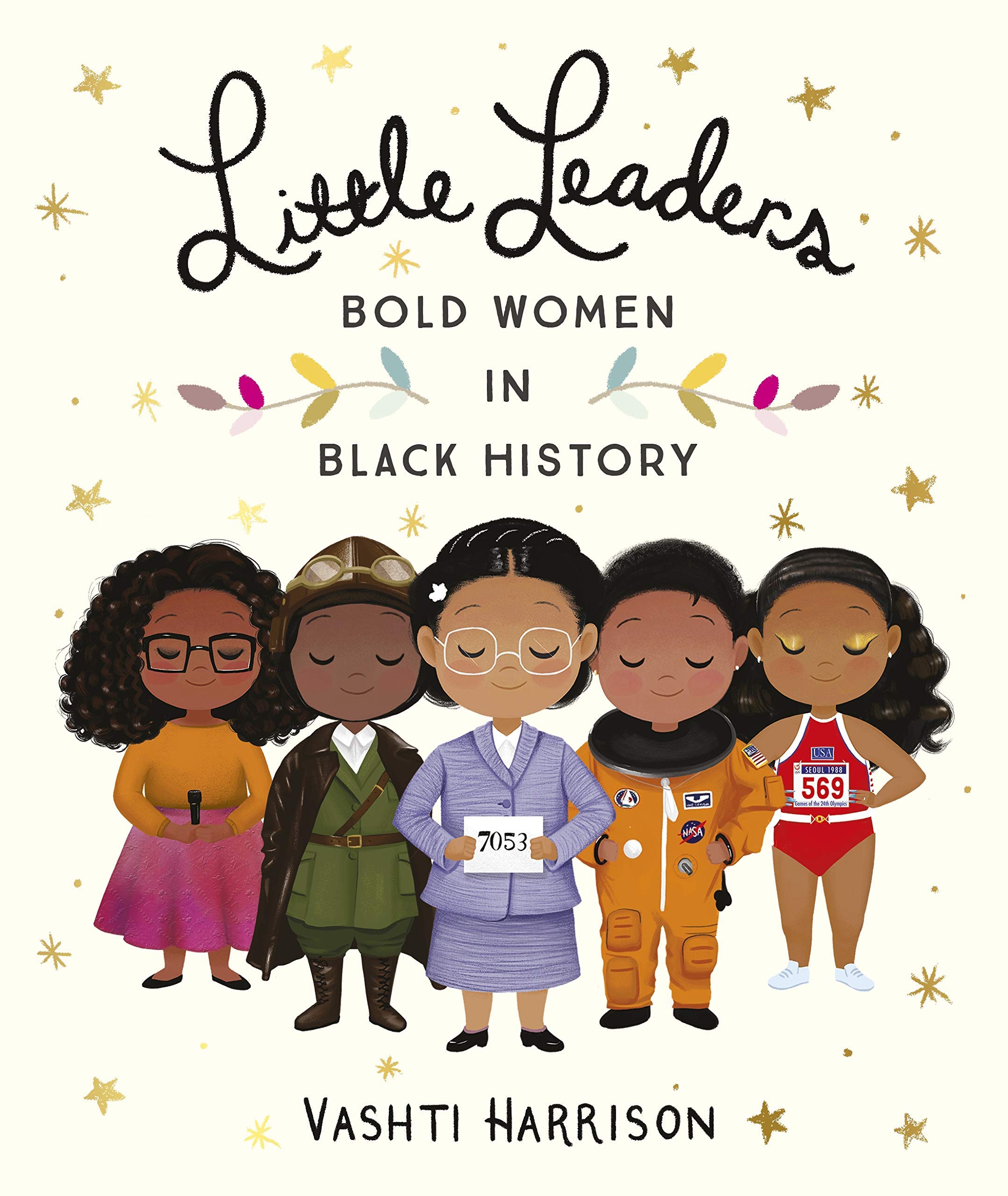 Three paperback books from the Little Leaders collection by Vashti Harrison for ages 4-8, featuring colorful covers.