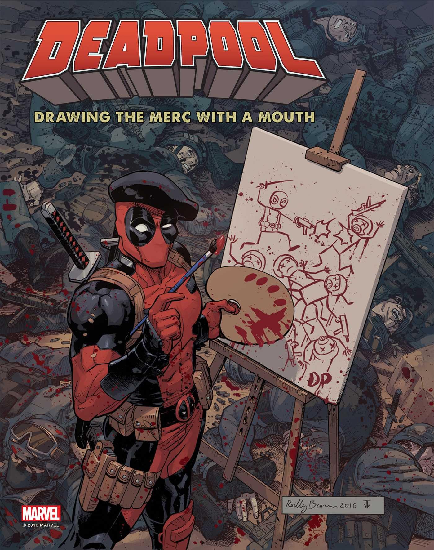 Deadpool: Drawing the Merc with the Mouth paperback by Titan Books, featuring vibrant comic art and character illustrations.