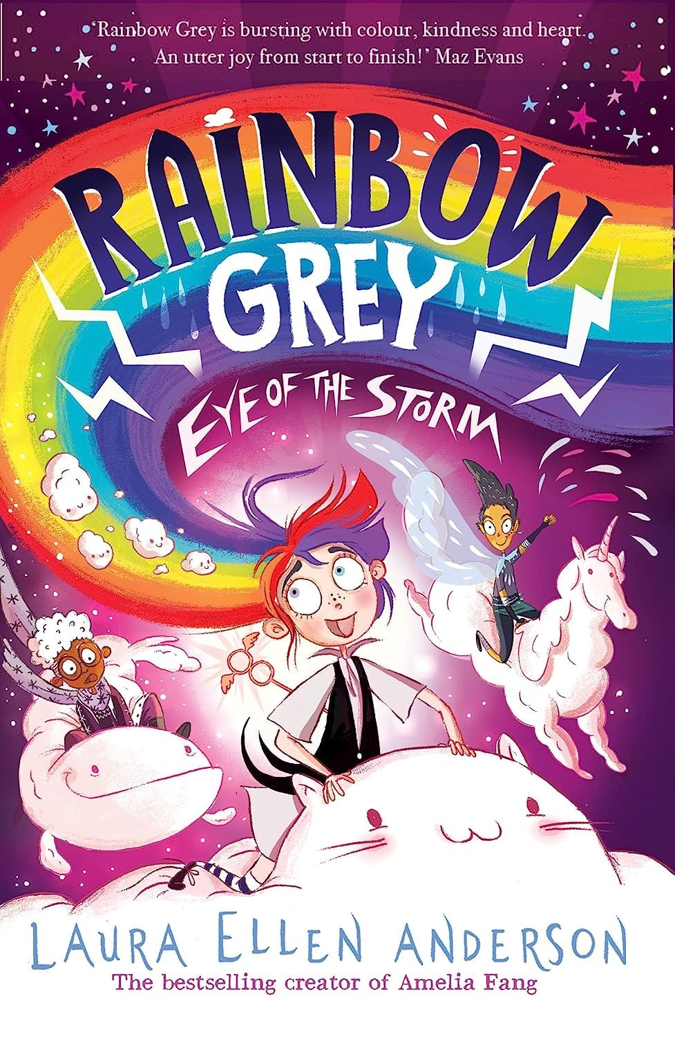 Rainbow Grey 3-book collection set by Laura Ellen Anderson for ages 7-9 in paperback format on a colorful background.