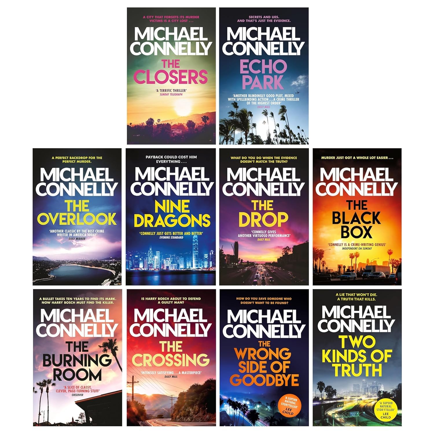 Harry Bosch series by Michael Connelly, 10 paperback books collection set, featuring crime fiction novels by Hachette UK Ltd.