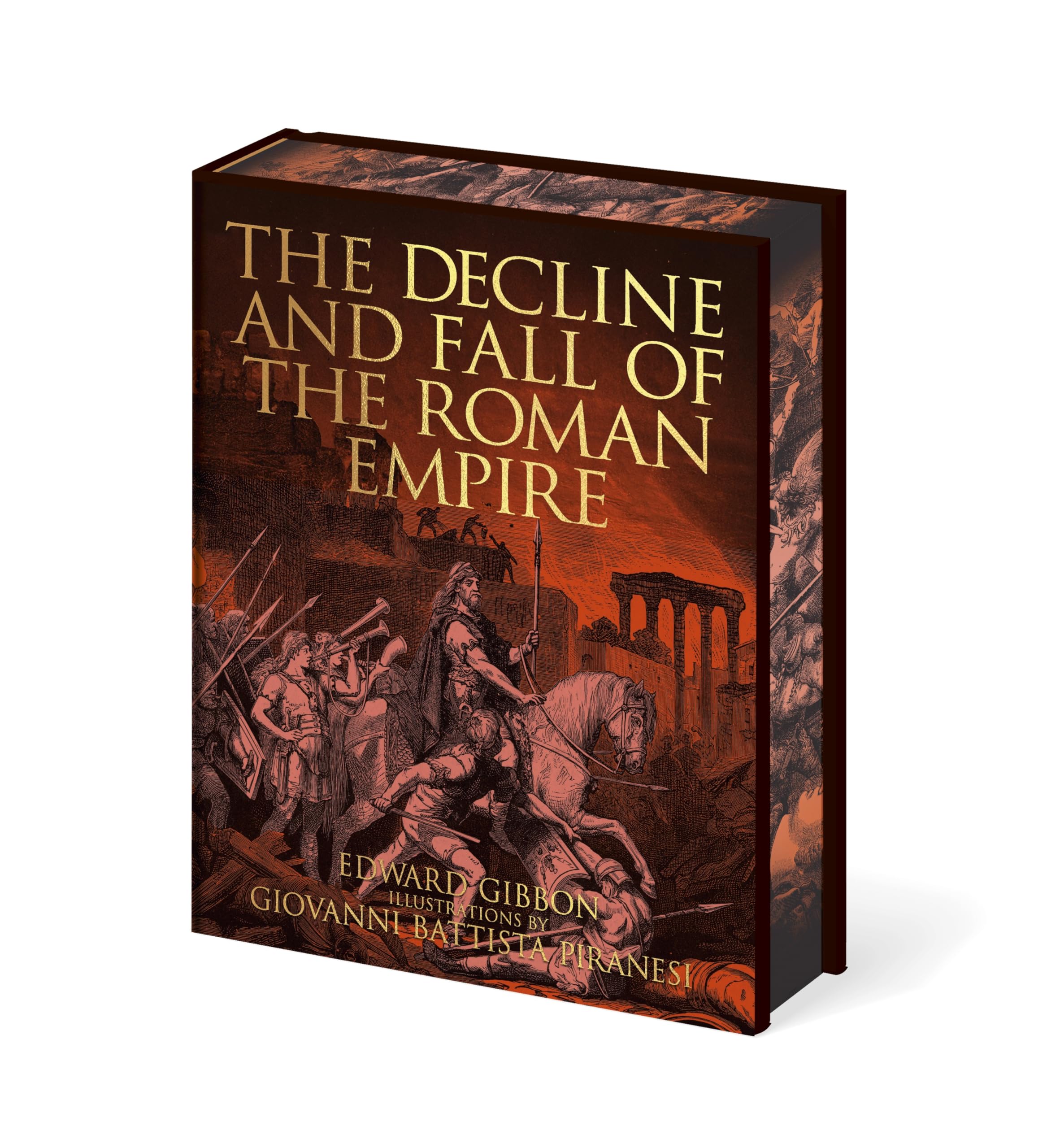 Hardback edition of "Decline and Fall of the Roman Empire" by Edward Gibbon, featuring a classic cover design.