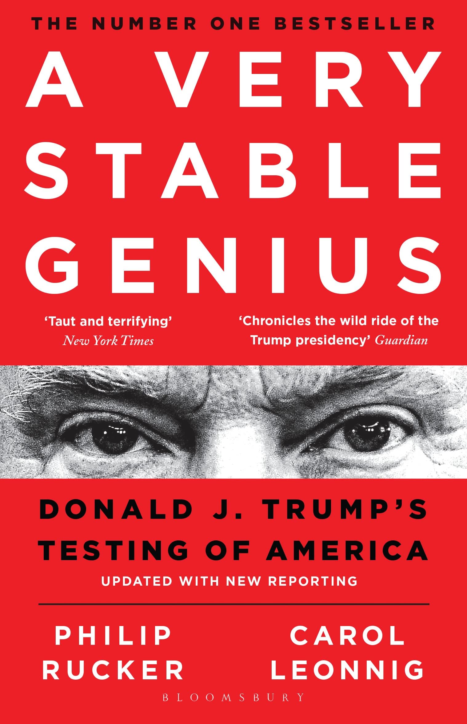 Paperback edition of "A Very Stable Genius" by Leonnig and Rucker, showcasing cover design and title prominently.