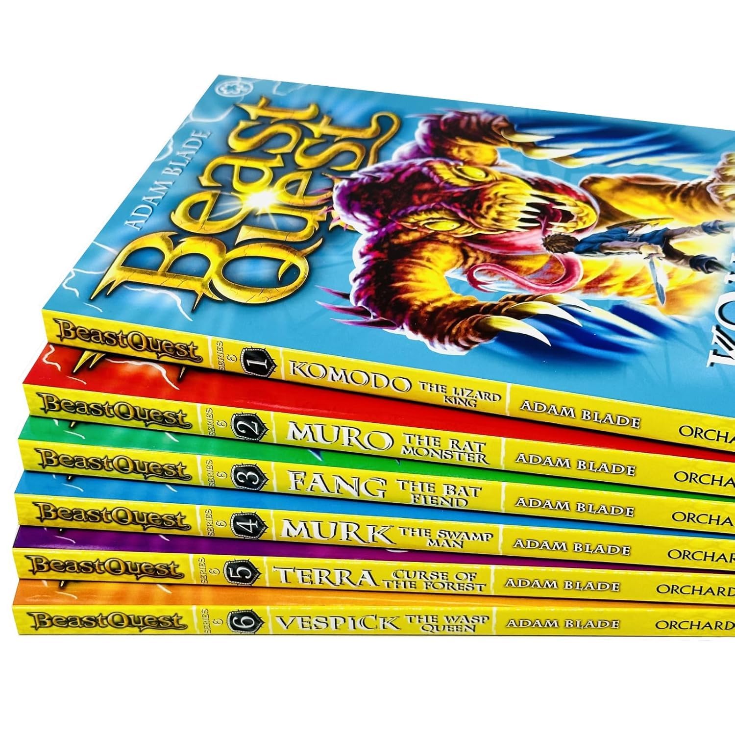 Beast Quest 6-book collection set by Adam Blade for ages 7-9, featuring colorful paperback covers of fantasy adventures.