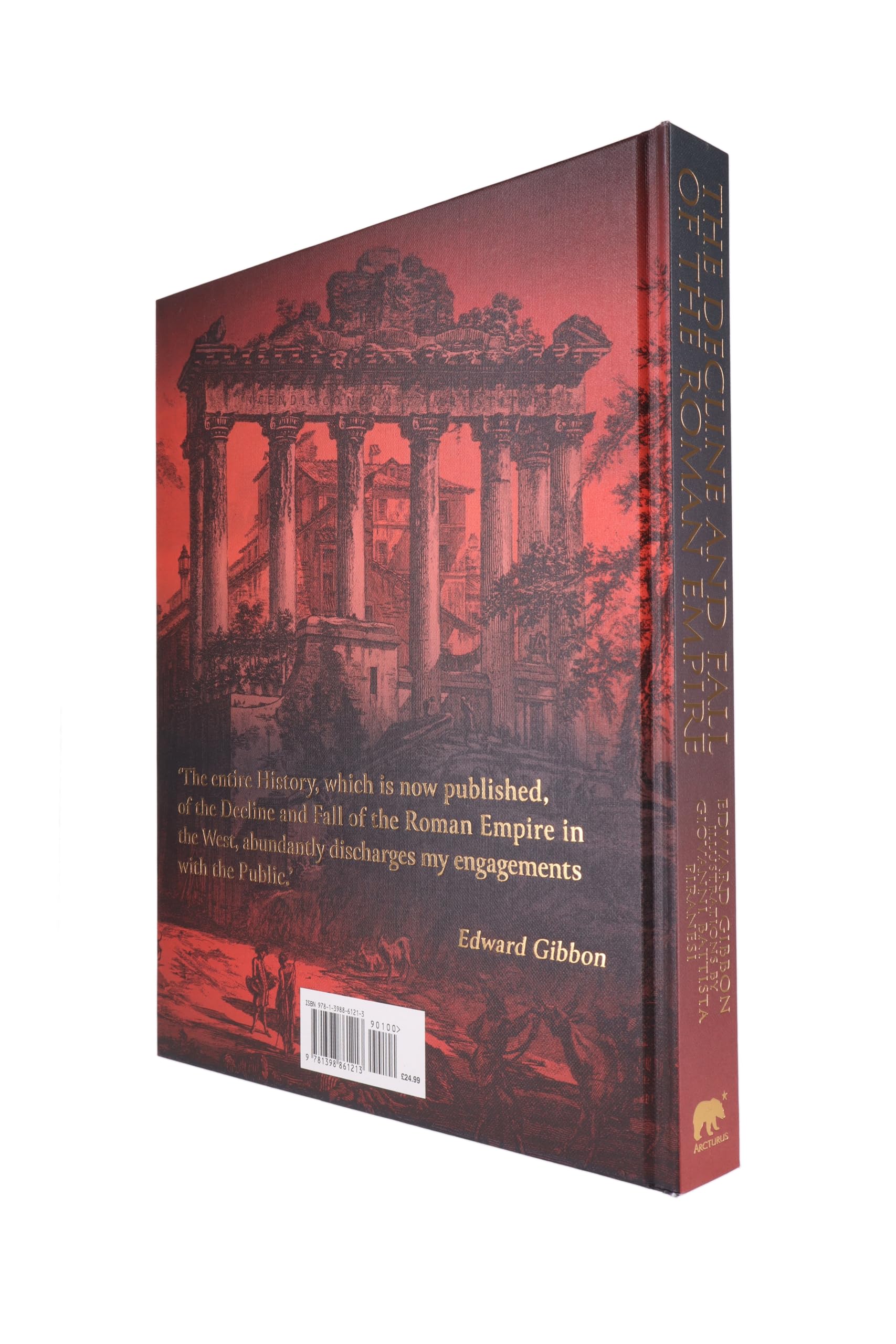 Hardback edition of "Decline and Fall of the Roman Empire" by Edward Gibbon, featuring a classic cover design.