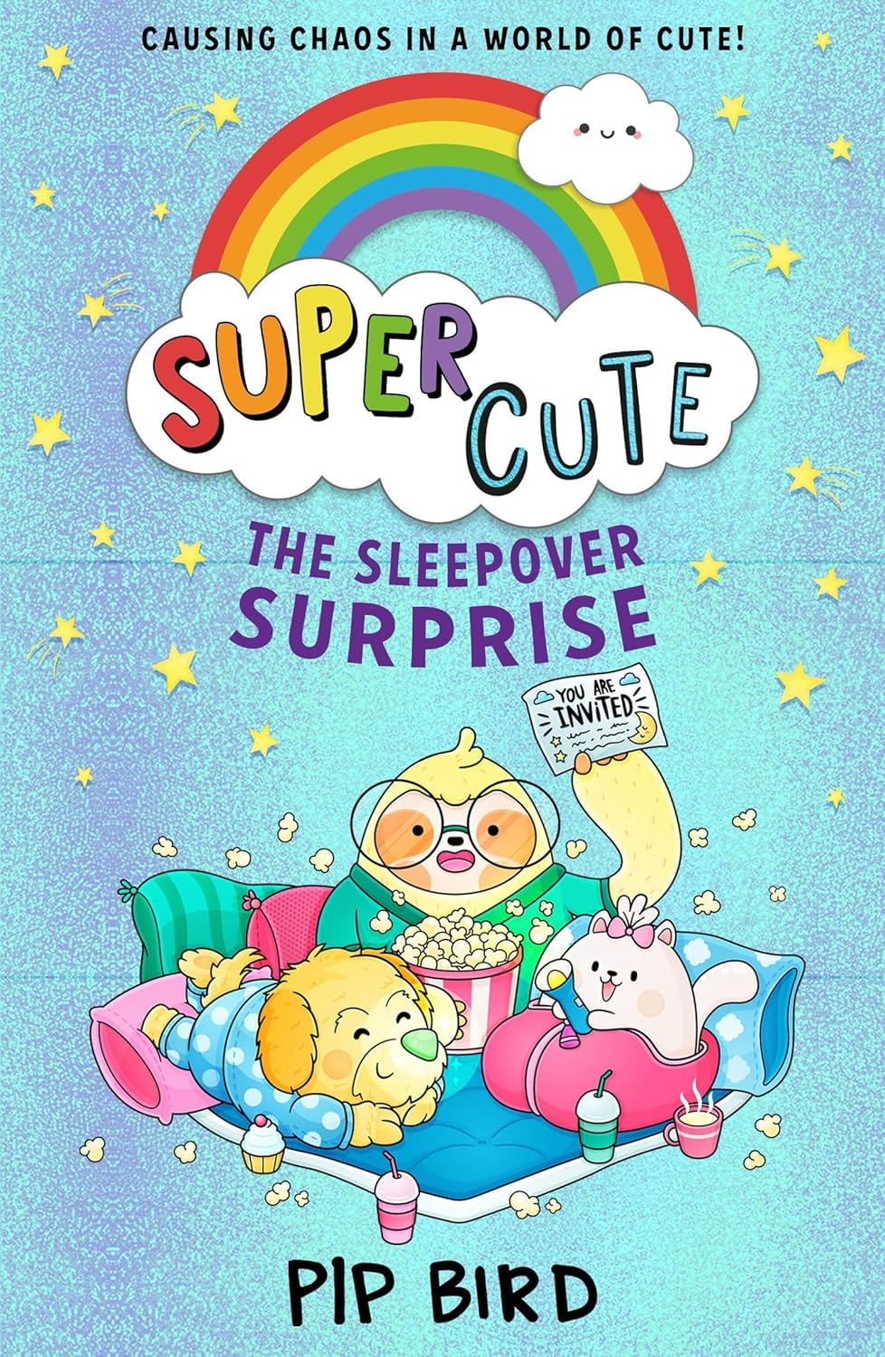 Four paperback books from the Super Cute Series by Pip Bird for ages 3-7, featuring colorful covers and playful illustrations.