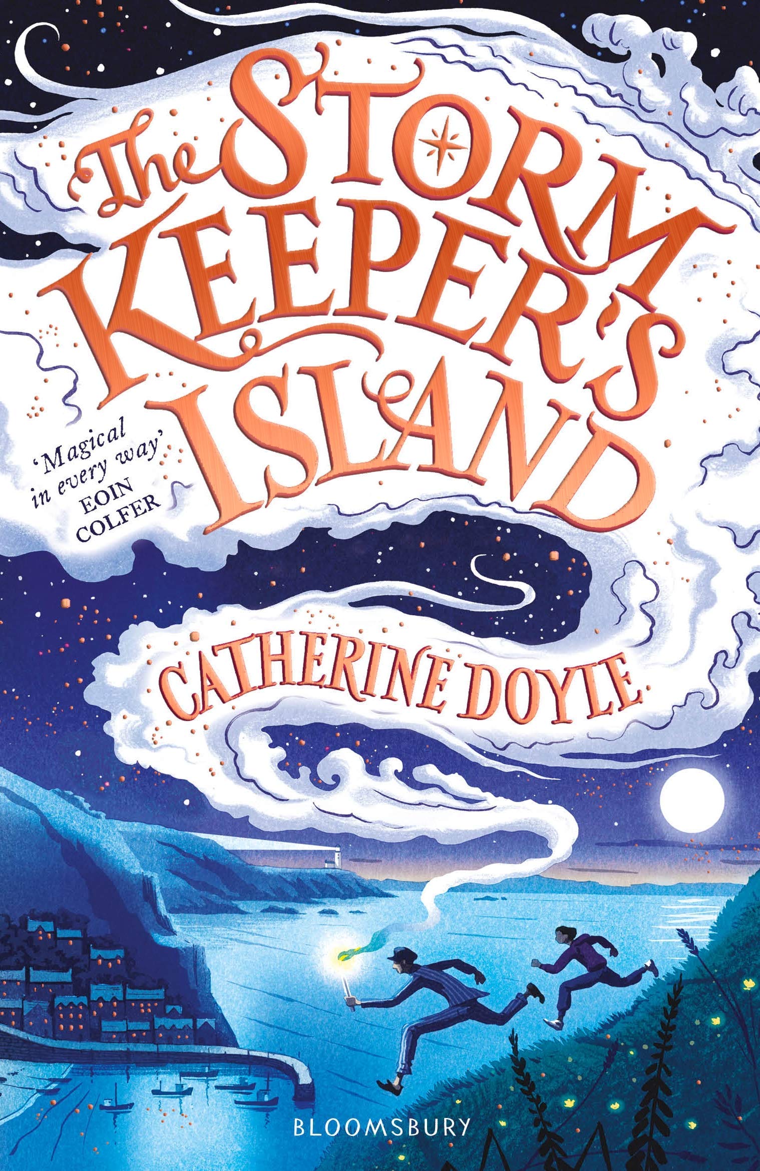 Storm Keeper Trilogy by Catherine Doyle, three paperback books stacked with vibrant covers featuring fantasy elements.