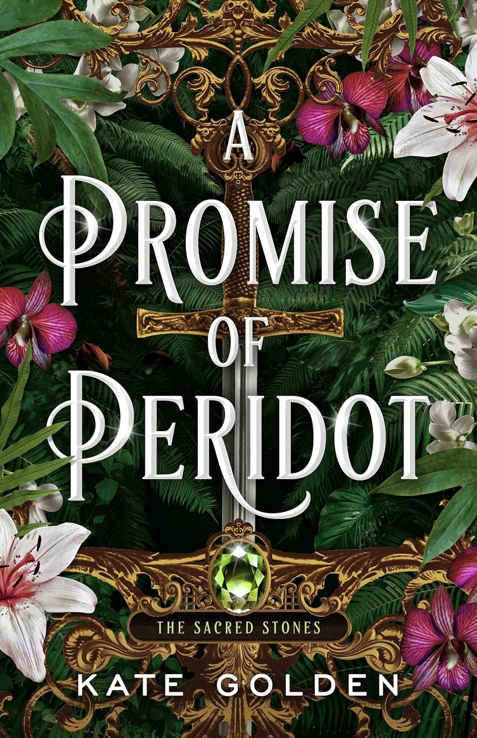 Three paperback books from Kate Golden's Sacred Stones Series collection, featuring fictional stories and cover art visible.