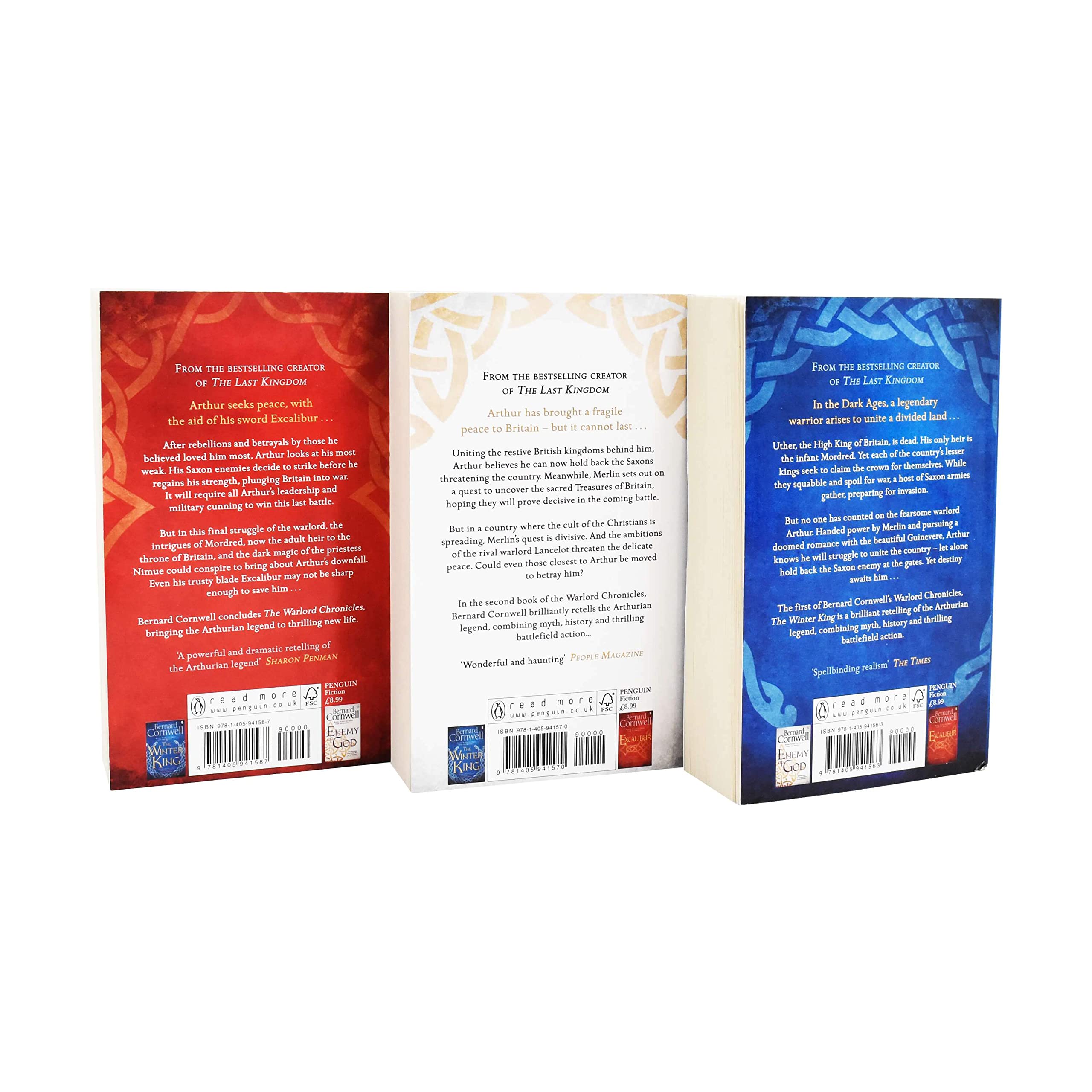 Warlord Chronicles paperback collection by Bernard Cornwell featuring three historical fiction novels stacked together.
