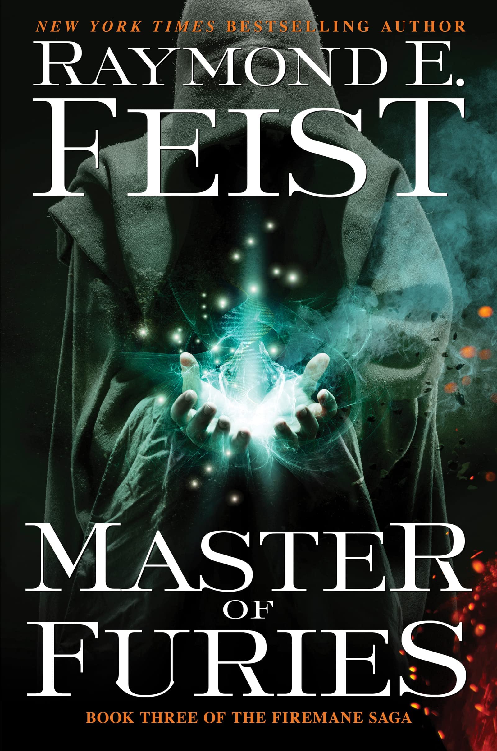 Three paperback books from The Firemane Saga by Raymond E. Feist, featuring fantasy-themed covers and spine designs.