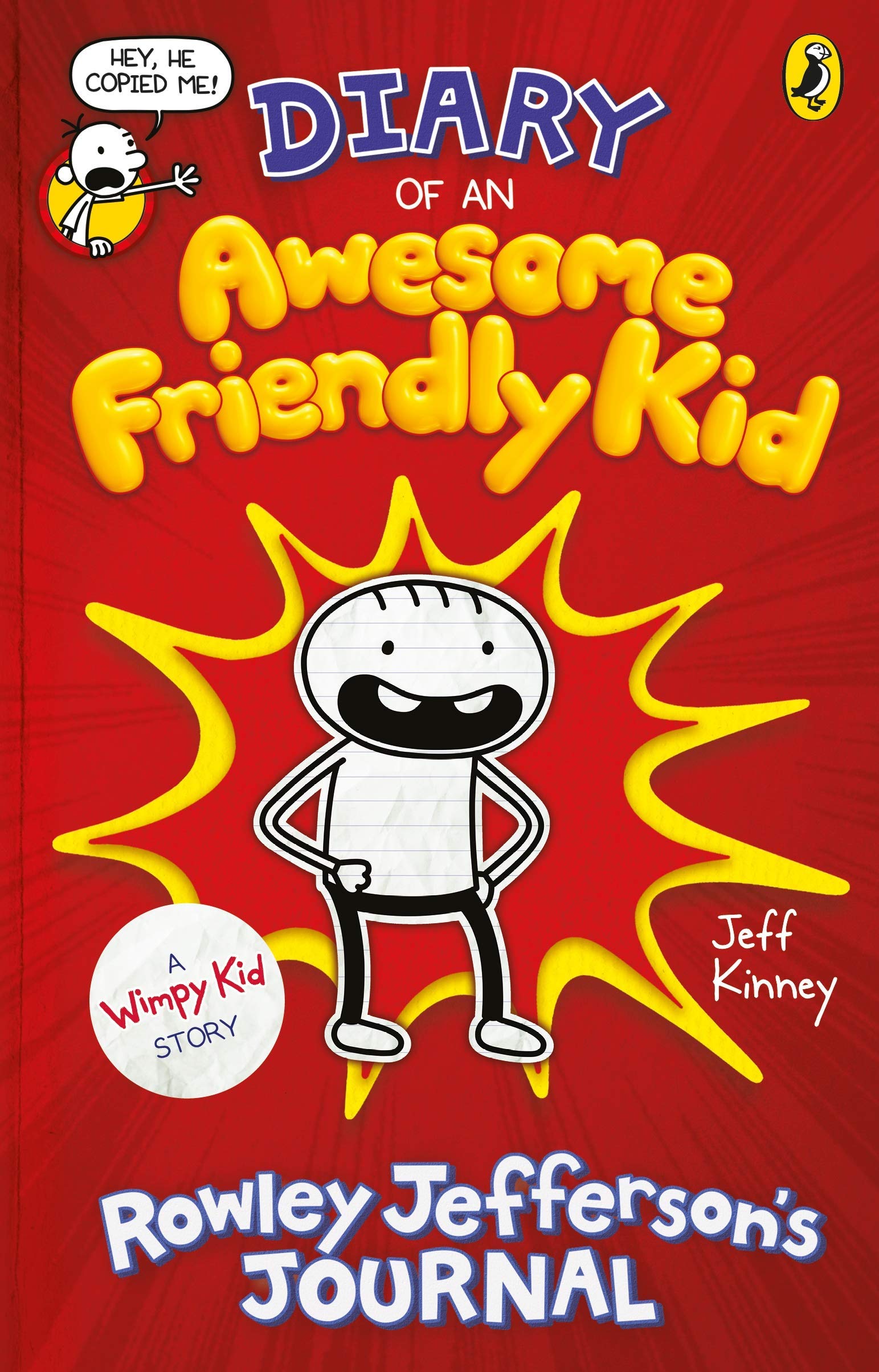 Two paperback books from the "Diary of an Awesome Friendly Kid" series by Jeff Kinney, featuring colorful covers.