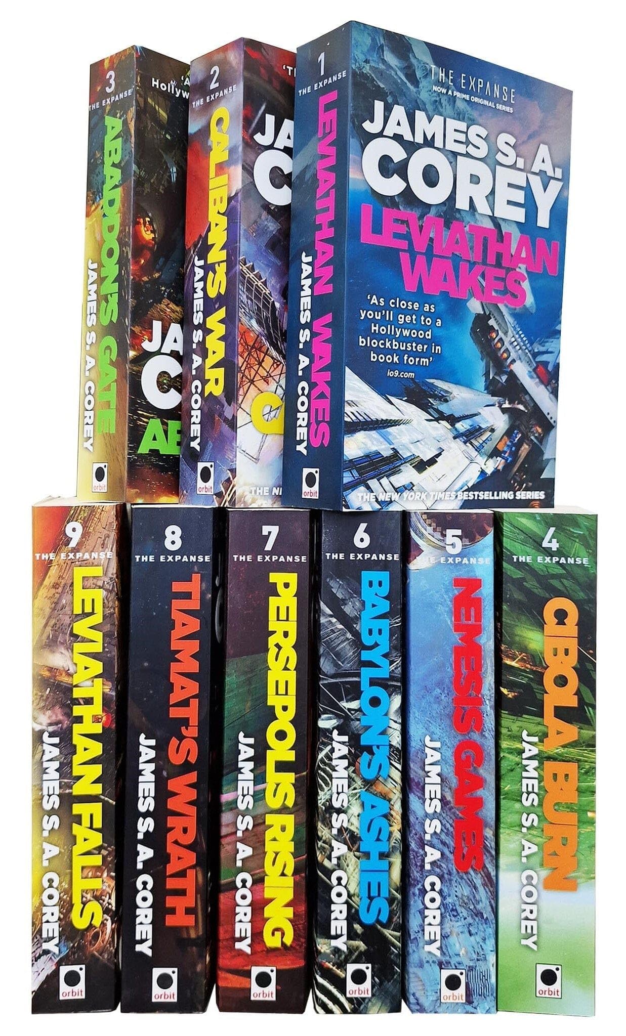 Nine-book Expanse Series collection by James S. A. Corey, paperback fiction set from Little, Brown Book Group Ltd, featuring space adventure covers.