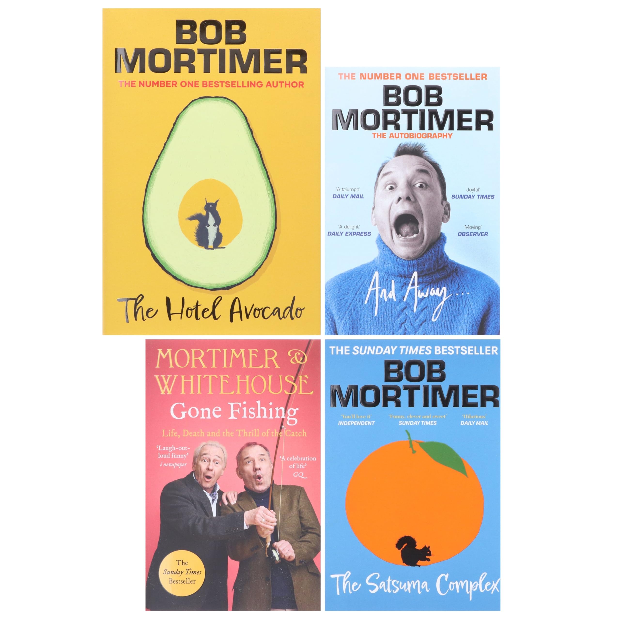 Four paperback books from the Mortimer collection by Bob Mortimer, featuring non-fiction titles by Blink Publishing.