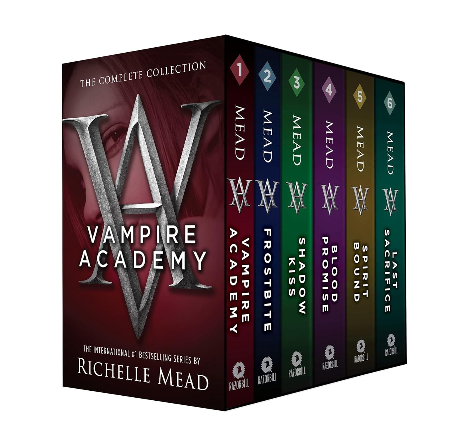 Six paperback Vampire Academy book collection by Richelle Mead, young adult fantasy series in a Razorbill box set.