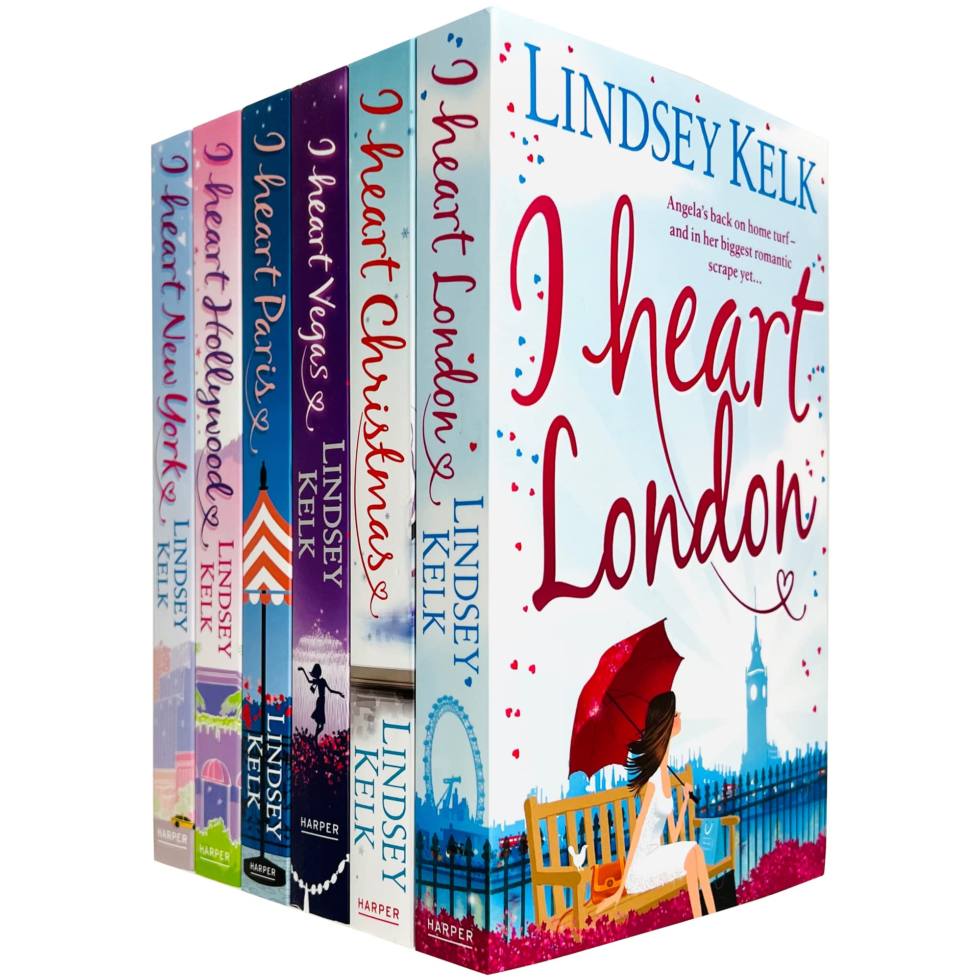 I Heart Series by Lindsey Kelk six paperback books collection set on a white background, showcasing colorful covers.