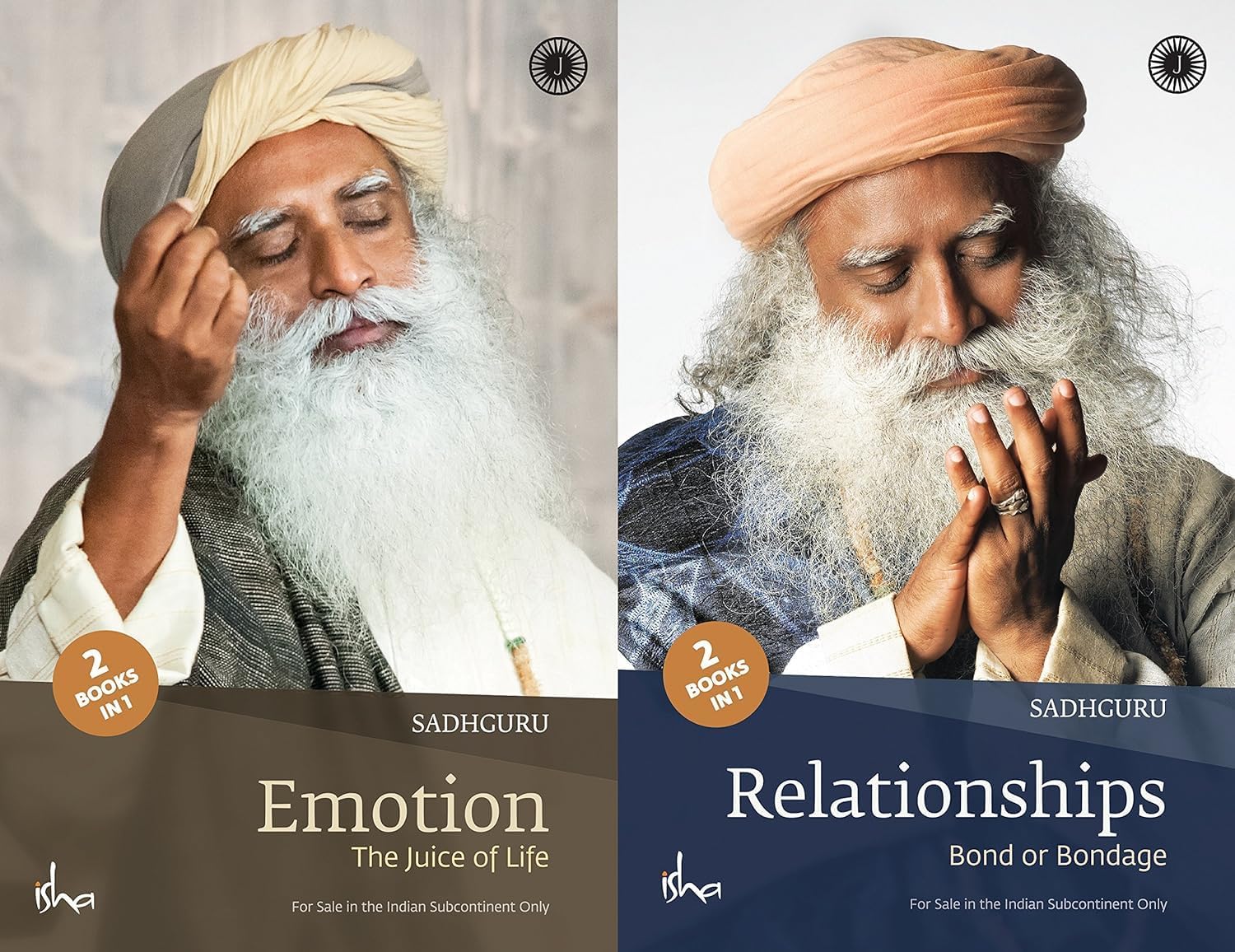 Sadhguru Jaggi Vasudev 2 book collection set in paperback by Jaico Publishing House, showcasing covers and spine details.