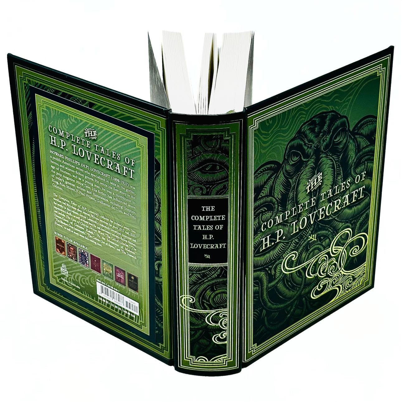Hardback edition of The Complete Tales of H. P. Lovecraft, featuring a dark, atmospheric cover design.