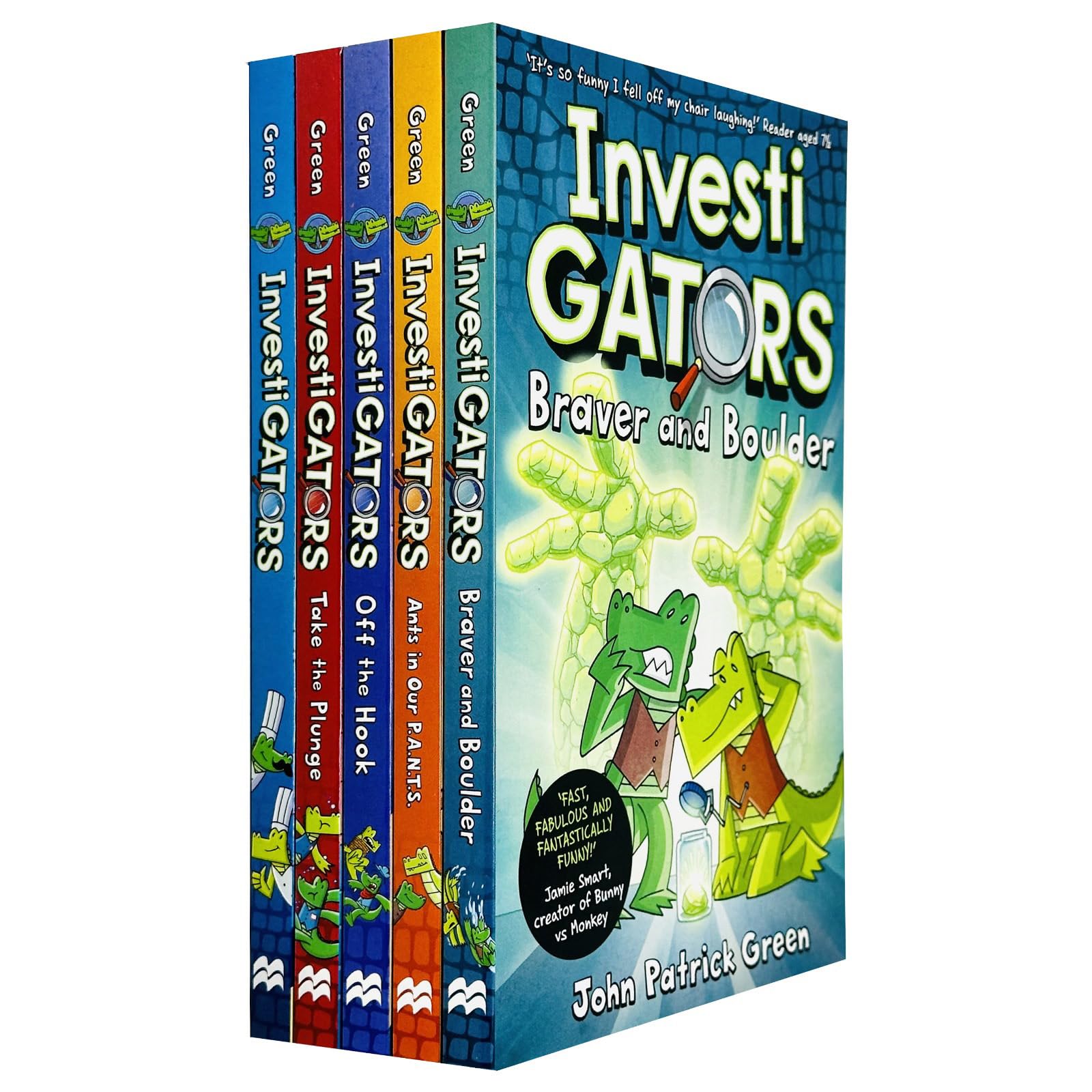 InvestiGators by John Patrick Green 5-book collection box set featuring colorful paperback covers of children's fiction series.