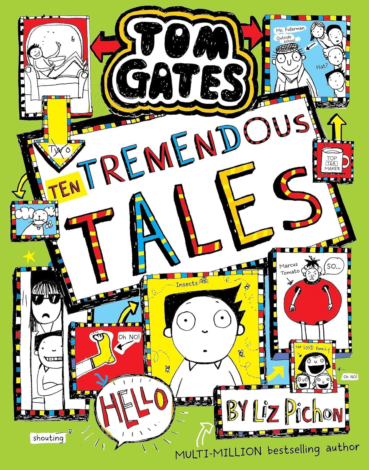Tom Gates Series by Liz Pichon, 5 paperback books for ages 8-12, featuring colorful covers and engaging illustrations.