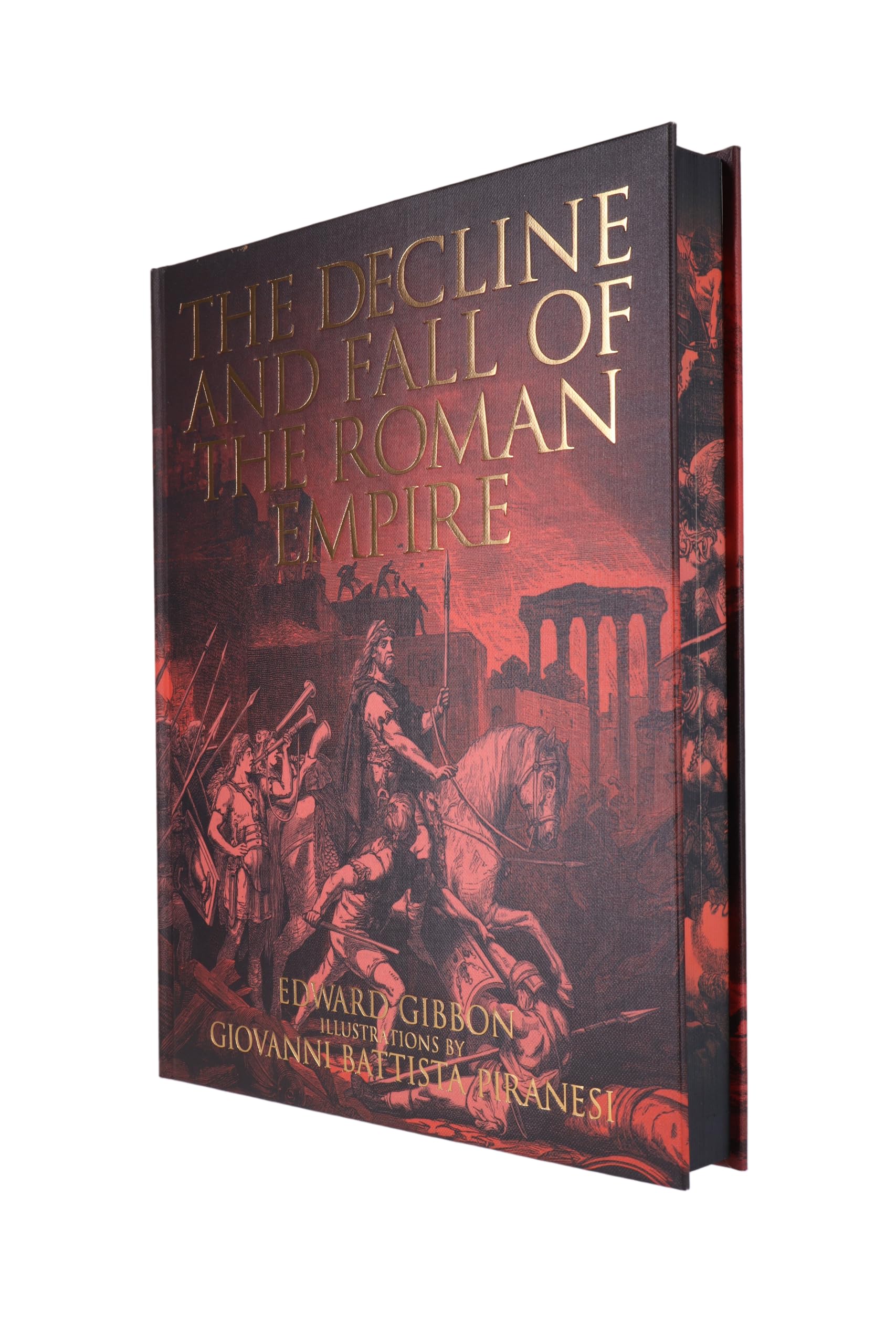 Hardback edition of "Decline and Fall of the Roman Empire" by Edward Gibbon, showcasing the cover and spine design.