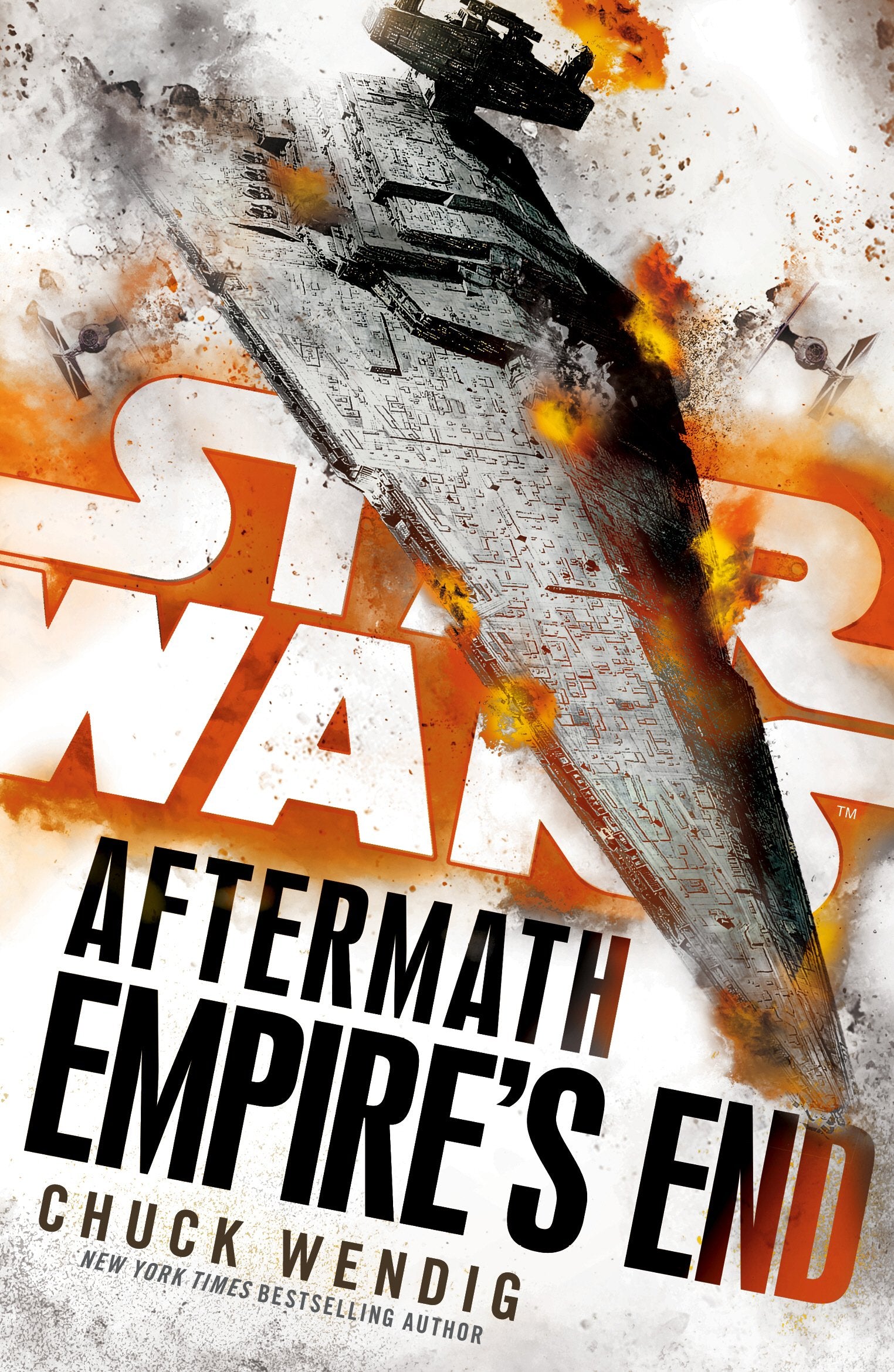 Star Wars: Aftermath: Empire's End paperback by Chuck Wendig, featuring a vibrant cover with iconic Star Wars imagery.