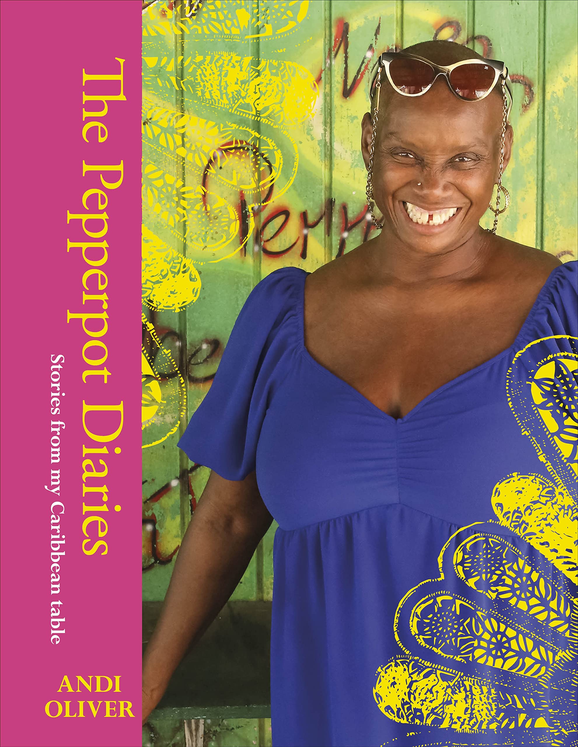 Hardback copy of "Pepperpot Diaries" by Andi Oliver, showcasing the book cover design and title prominently.
